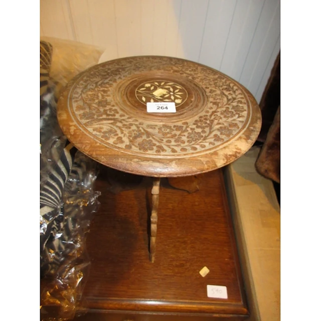 Small Eastern Carved Table and a Croquet Set