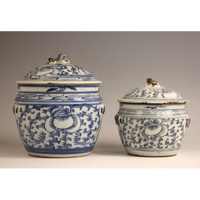 A Chinese Zhangzhou blue and white jar and cover, Ming Dynas...