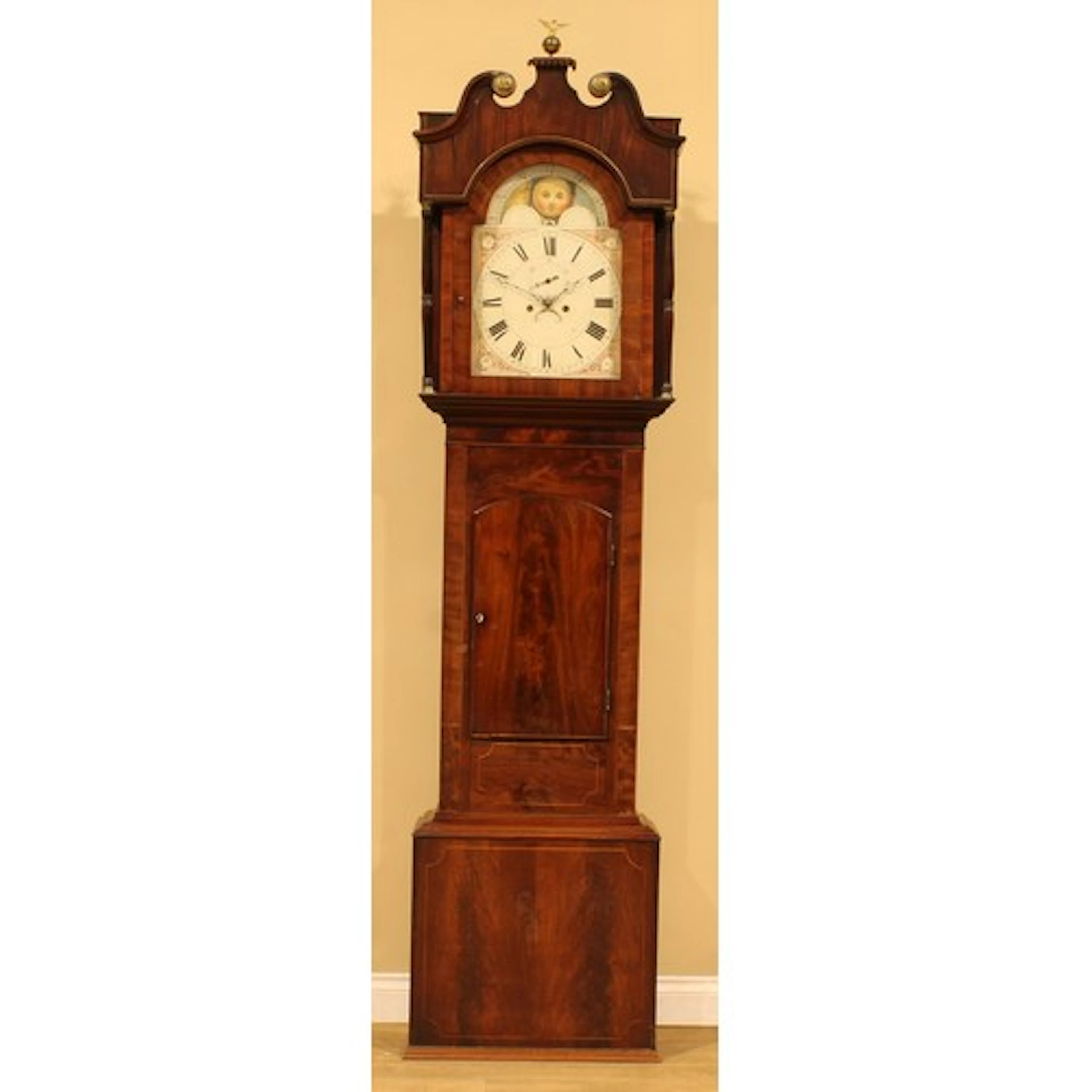A George IV mahogany longcase clock, 35.5cm arched dial with...