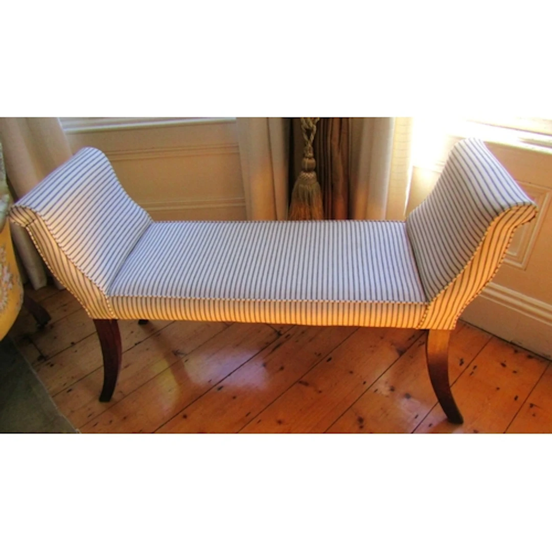Antique Upholstered Window Seat Sabre Form Supports Approxim...
