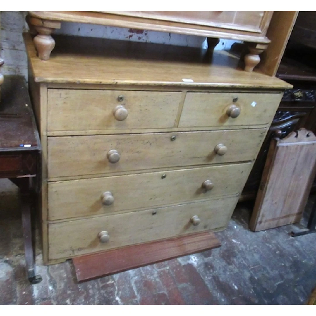 19th Century stripped polished pine chest, of two short over...