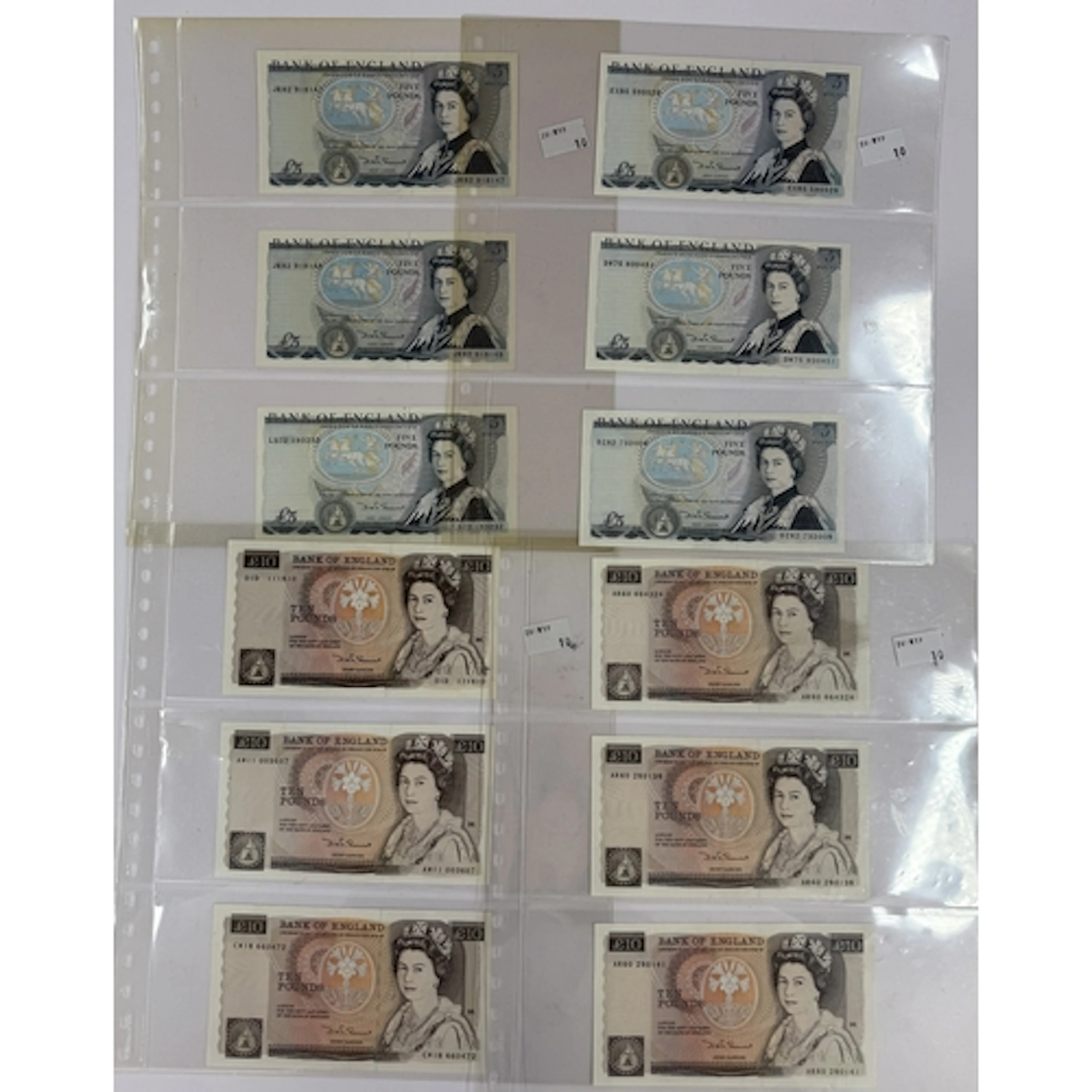 Banknotes: David H F Somerset, £5 notes x 6 prefix EX85, DW7...
