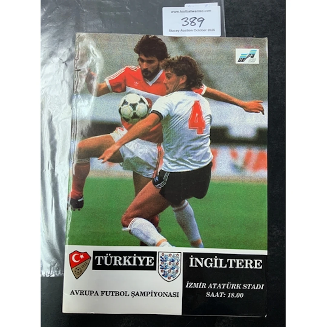 1991 Turkey v England Football Programme: Excellent conditio...