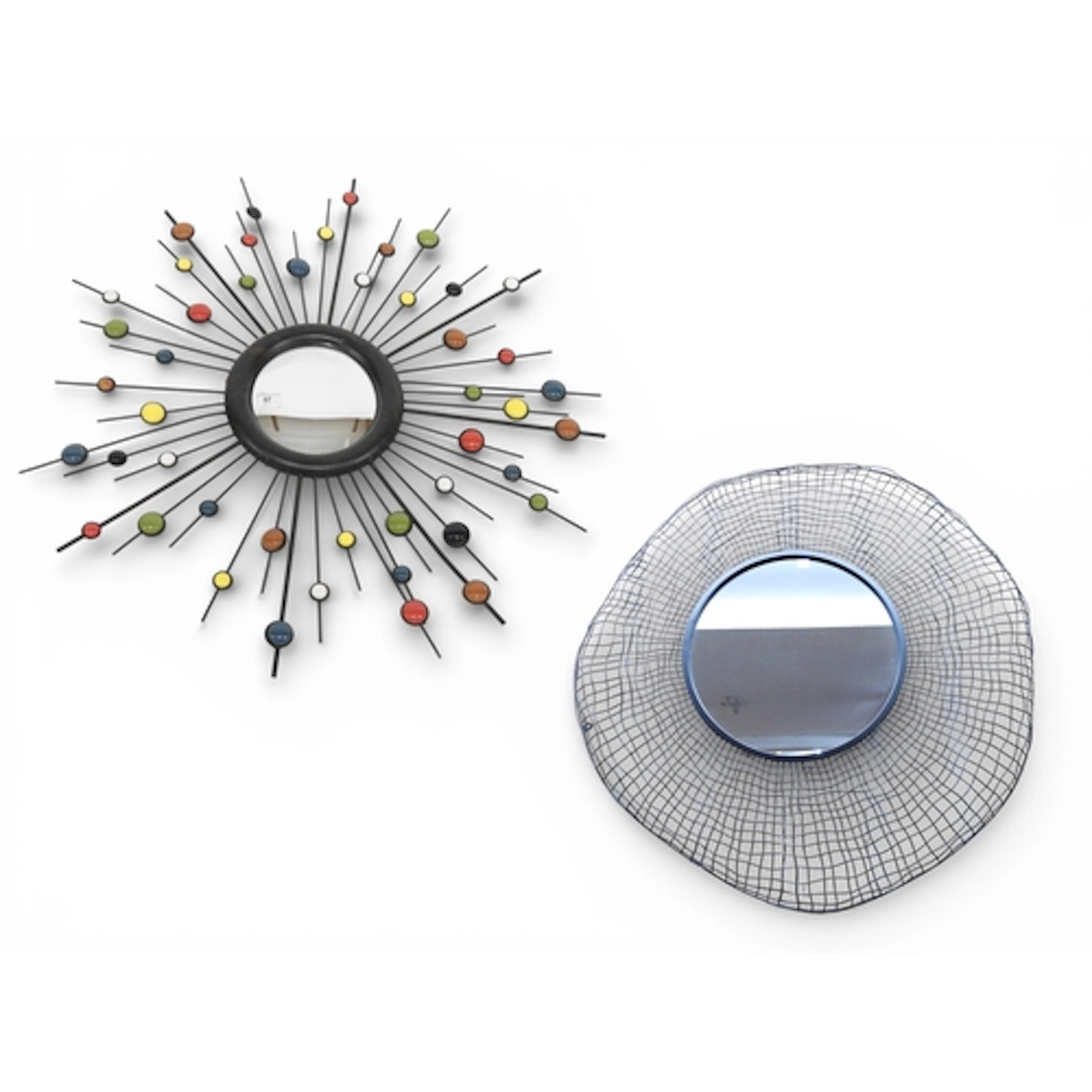 A lot comprising a contemporary atomic style wall mirror wit...