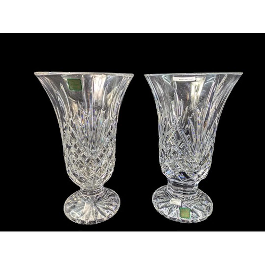 A pair of Marquis by Waterford crystal trumpet vases, with f...