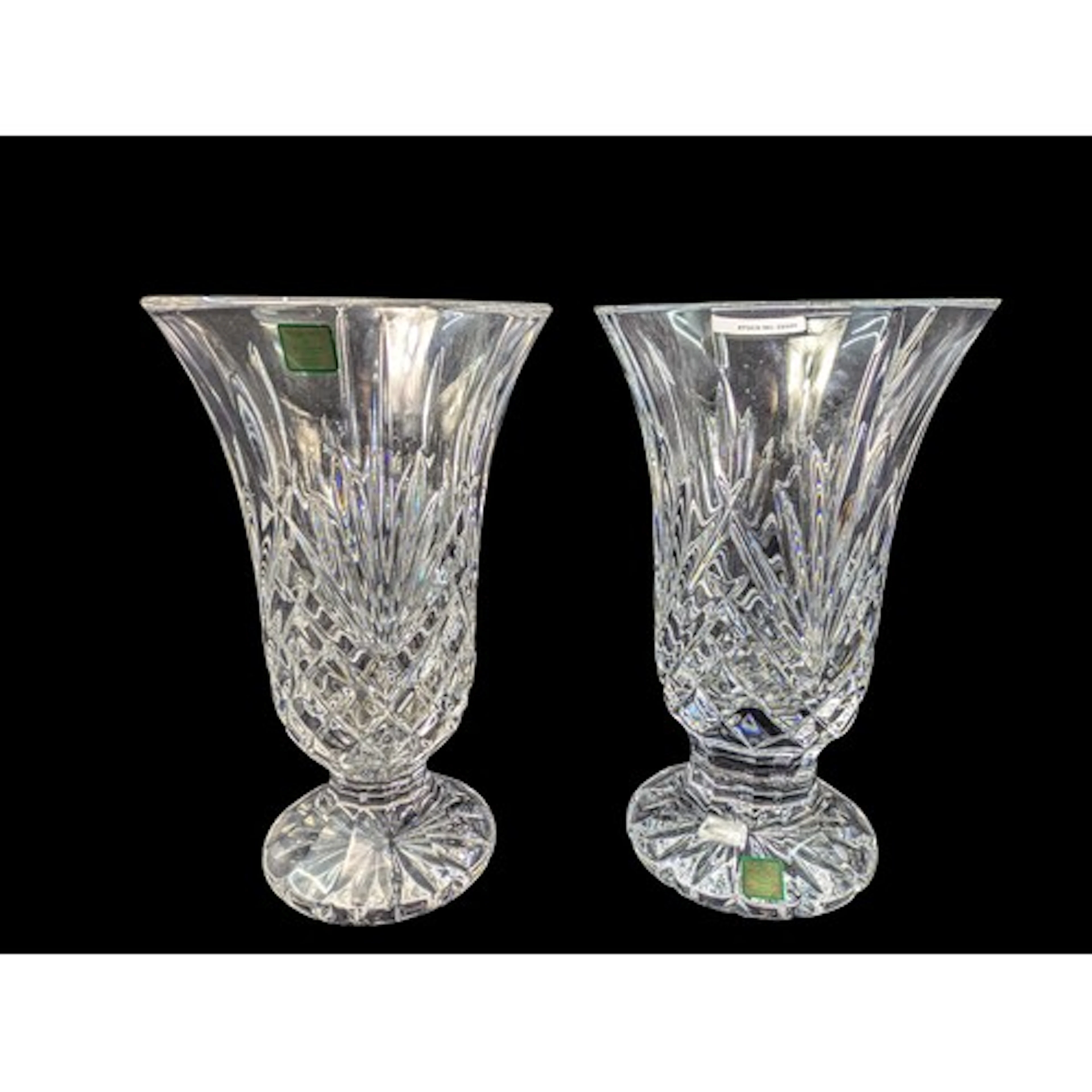 A pair of Marquis by Waterford crystal trumpet vases, with f...