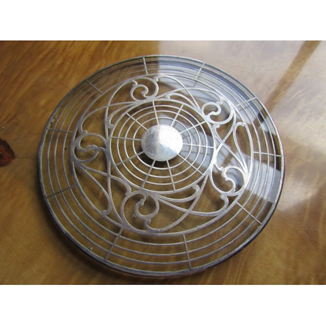 Silver Overlaid Table Top Coaster Crystal Approximately 7 In...