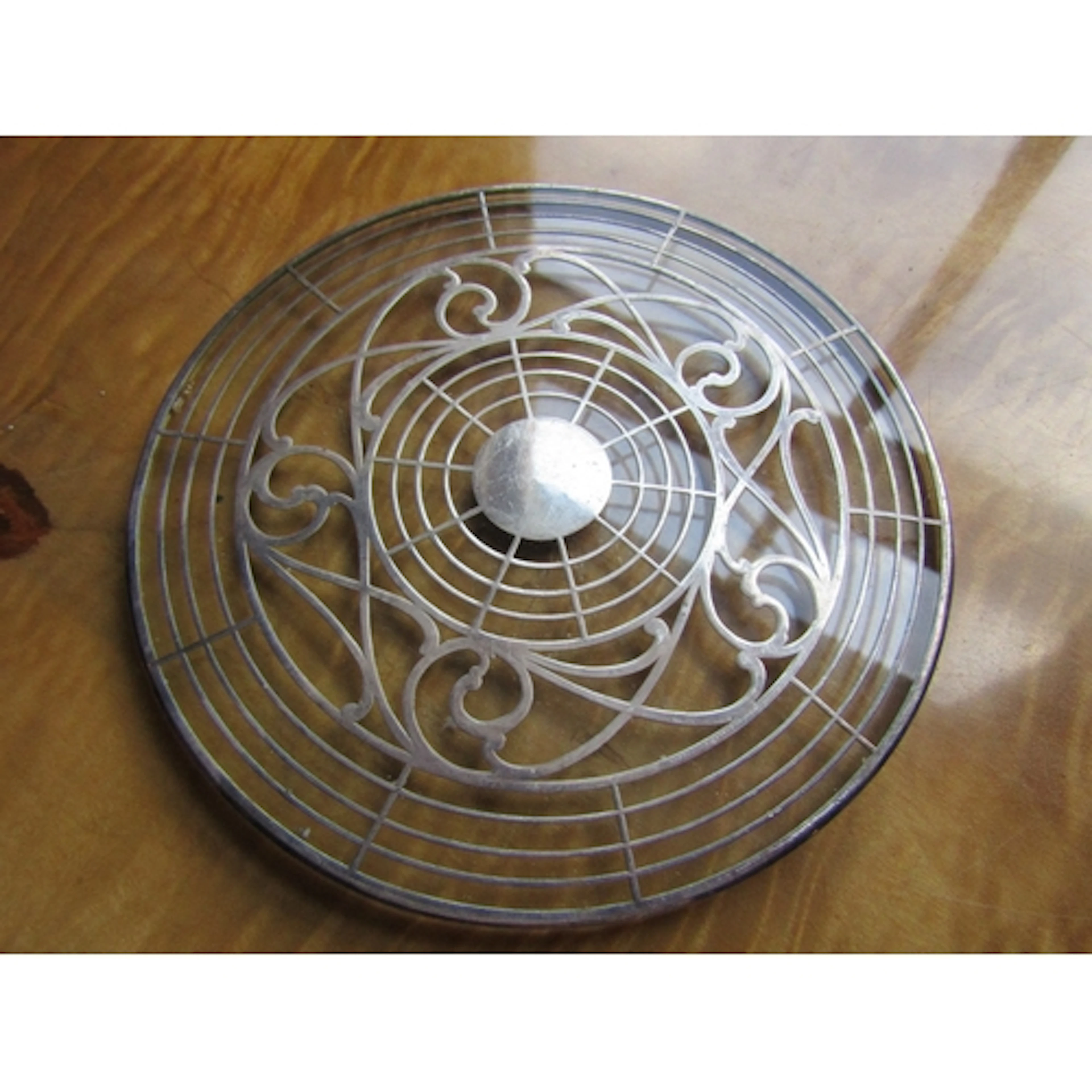 Silver Overlaid Table Top Coaster Crystal Approximately 7 In...