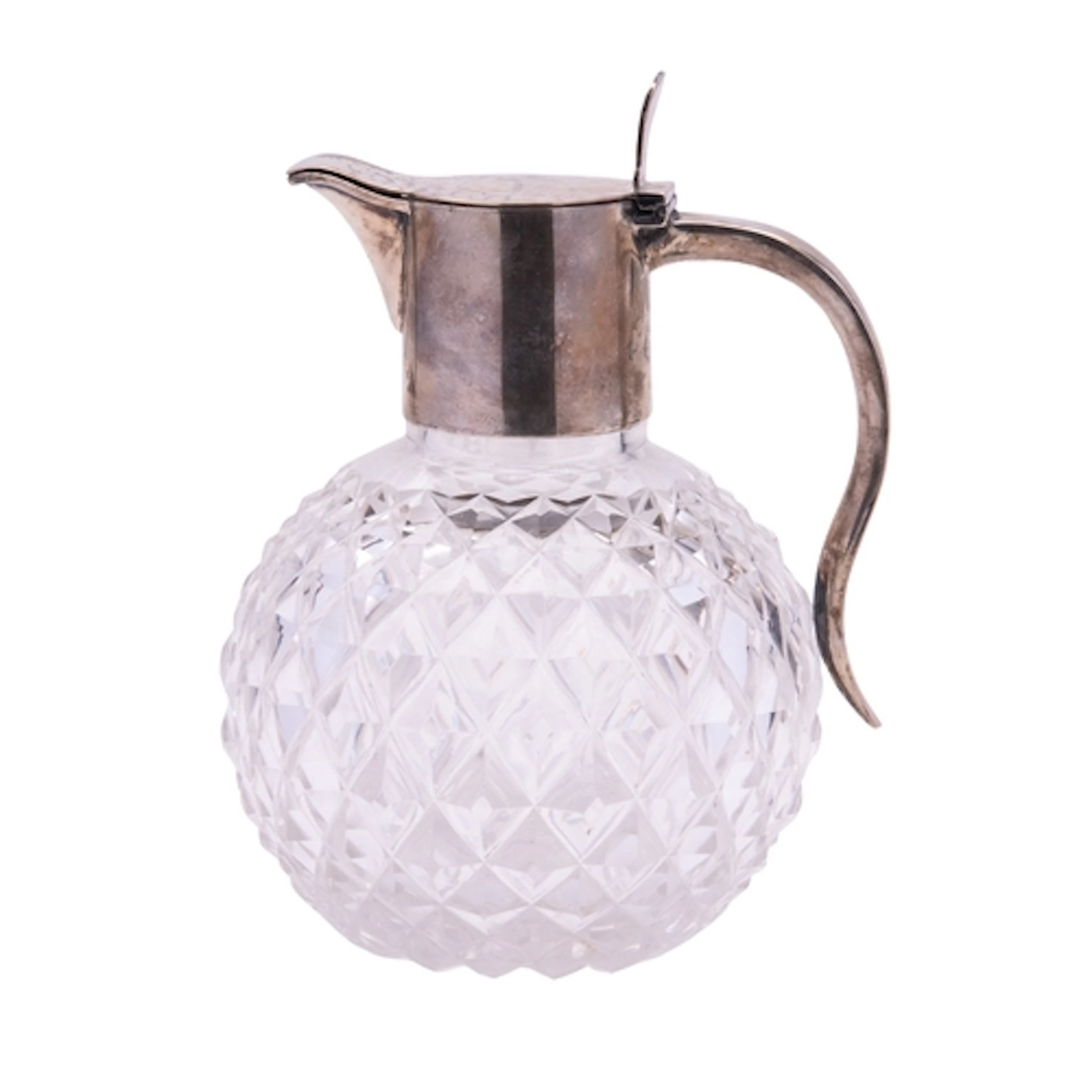 A late Victorian silver mounted clear cut-glass claret jug, ...