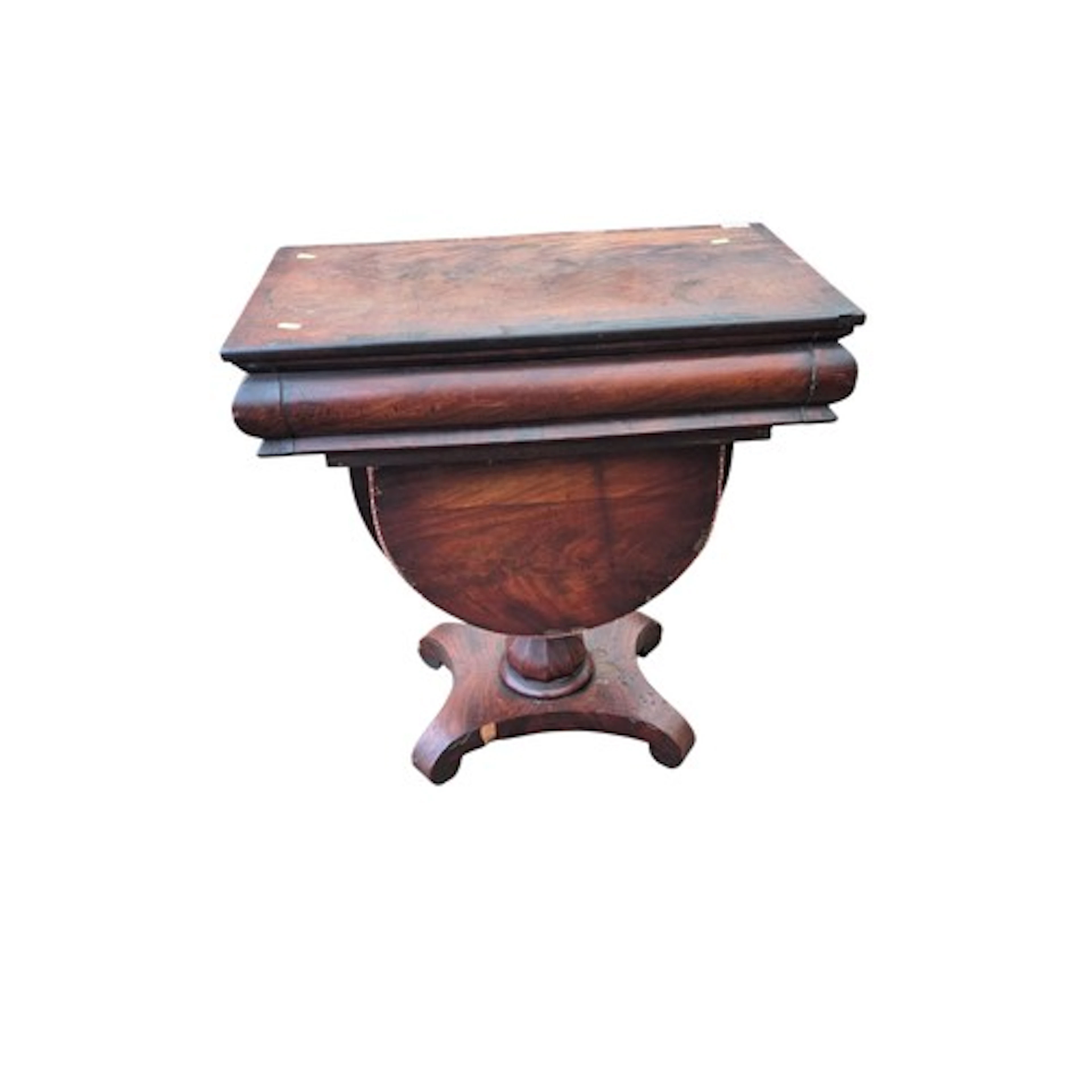 Edwardian mahogany veneered sewing table with lower pull-out...