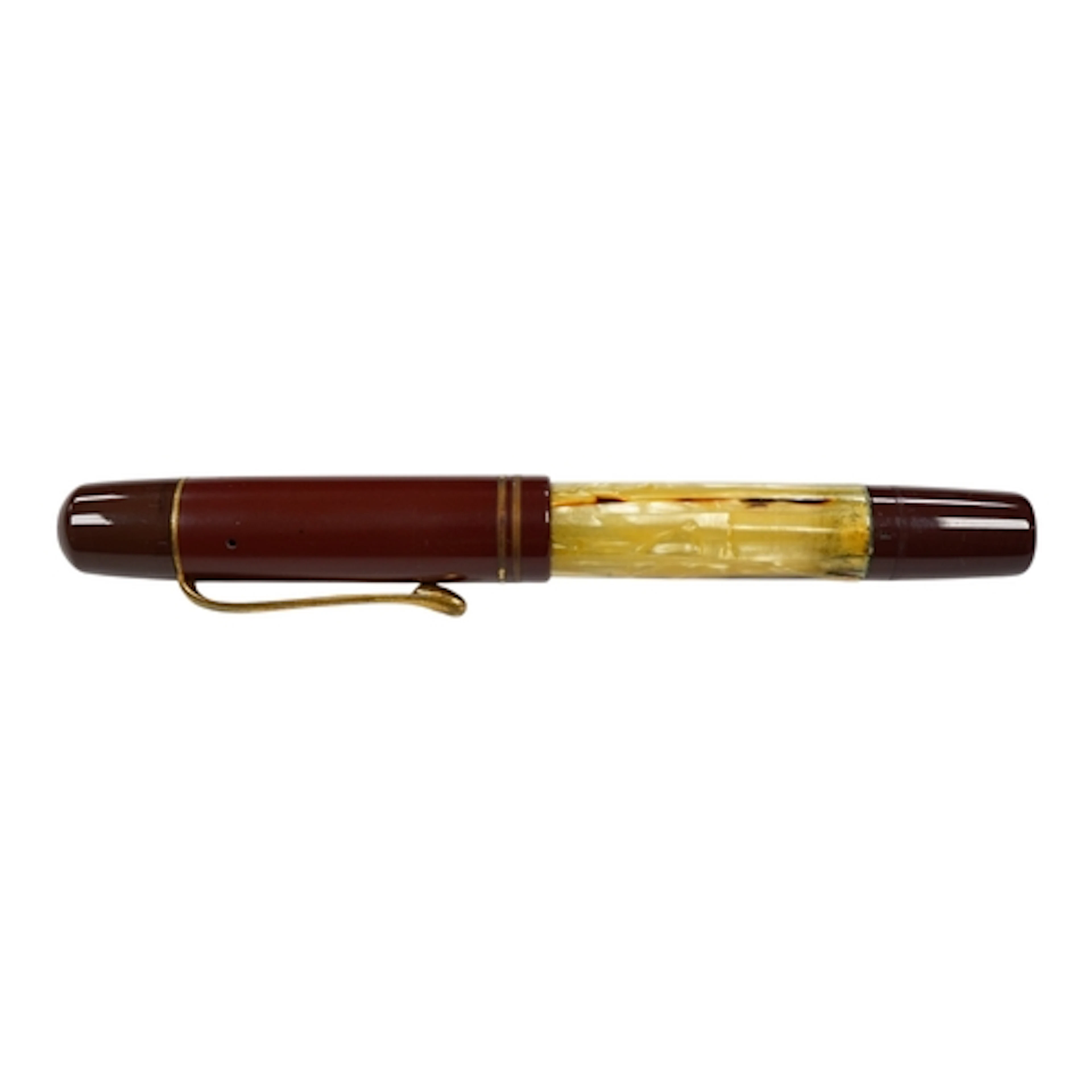 A vintage Pelikan 101 tortoiseshell fountain pen with red ca...