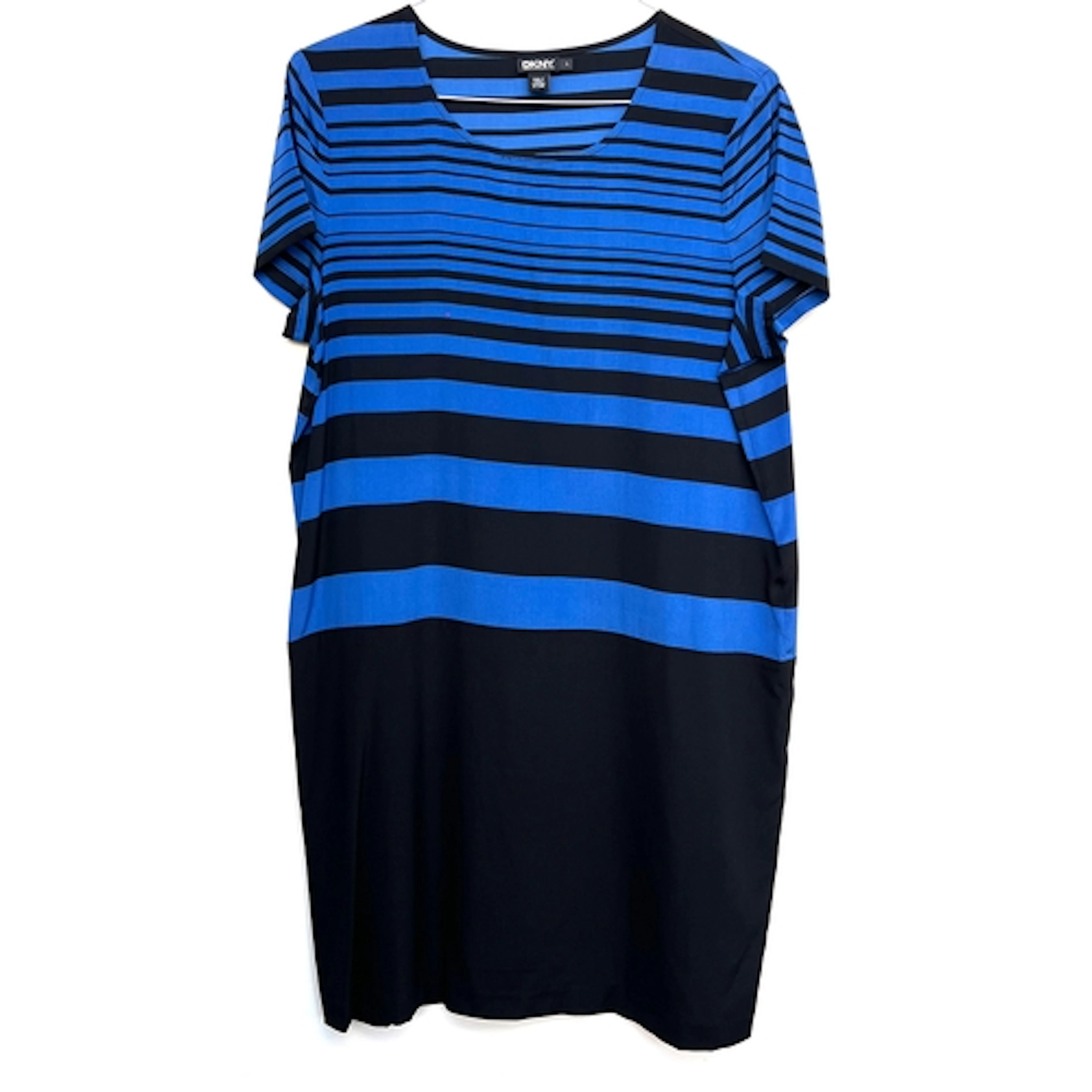 A DKNY blue and black silk blend dress, size L