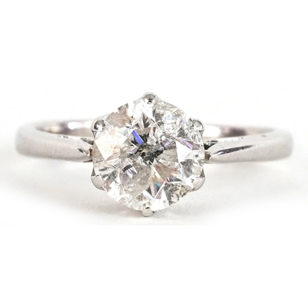 18ct white gold diamond solitaire ring, the diamond approxim...