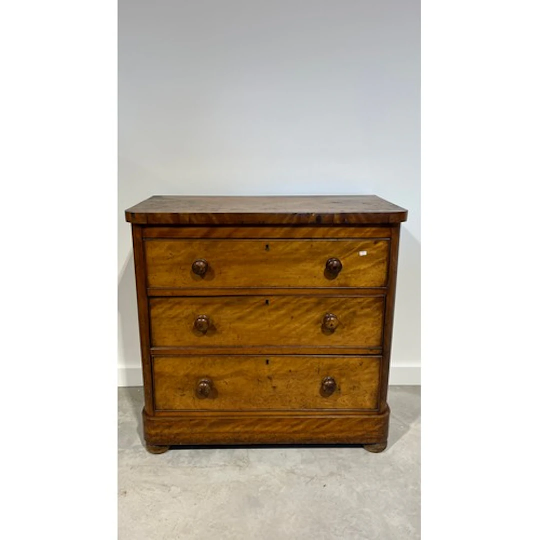 Late Victorian satinwood chest, the rounded rectangular top ...