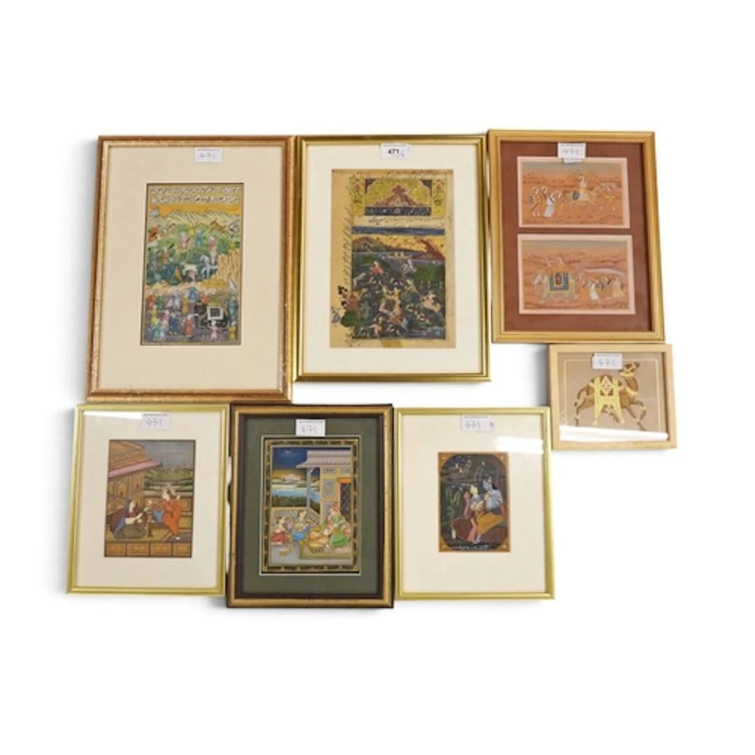 A group of seven Indo- Persian miniature paintings Var...