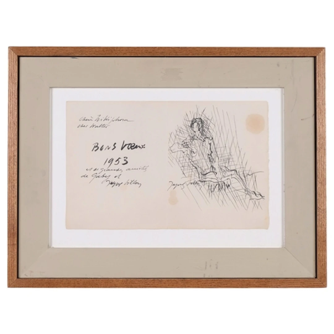Jacques Villon (1875-1963), ink on paper, Bons Voeux (1953),...