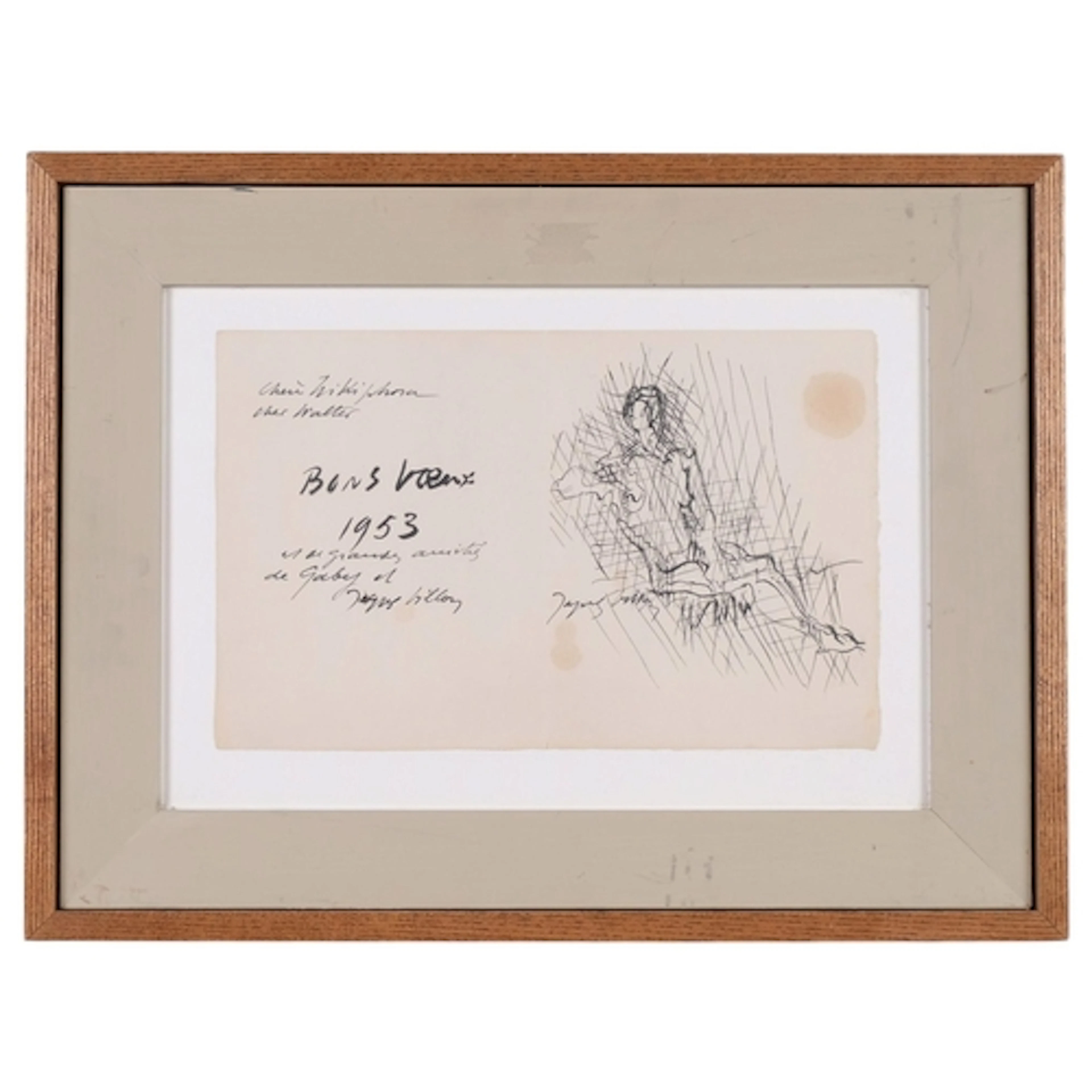 Jacques Villon (1875-1963), ink on paper, Bons Voeux (1953),...