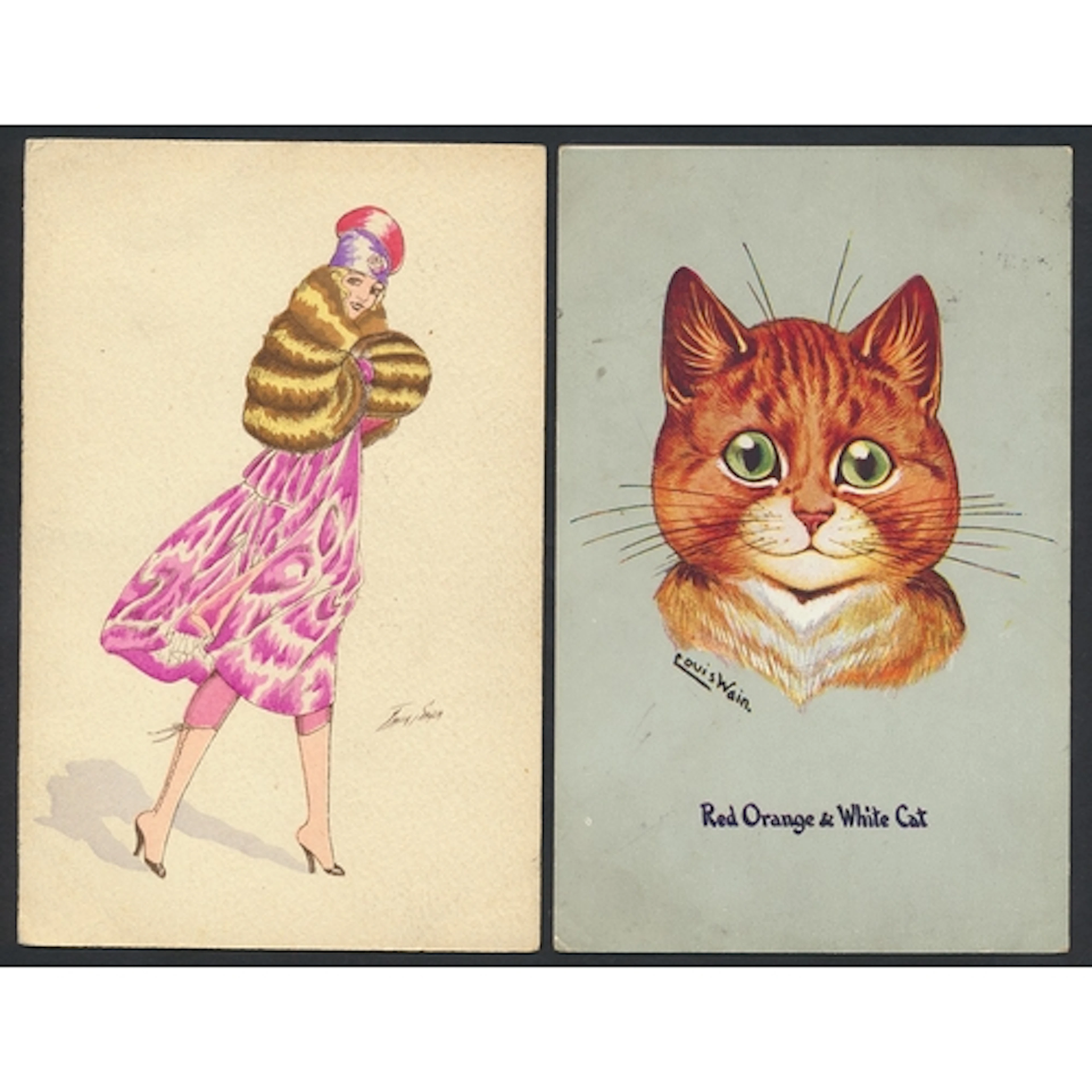 Artists. Coln. of vintage artist drawn cards, incl. Louis Wa...