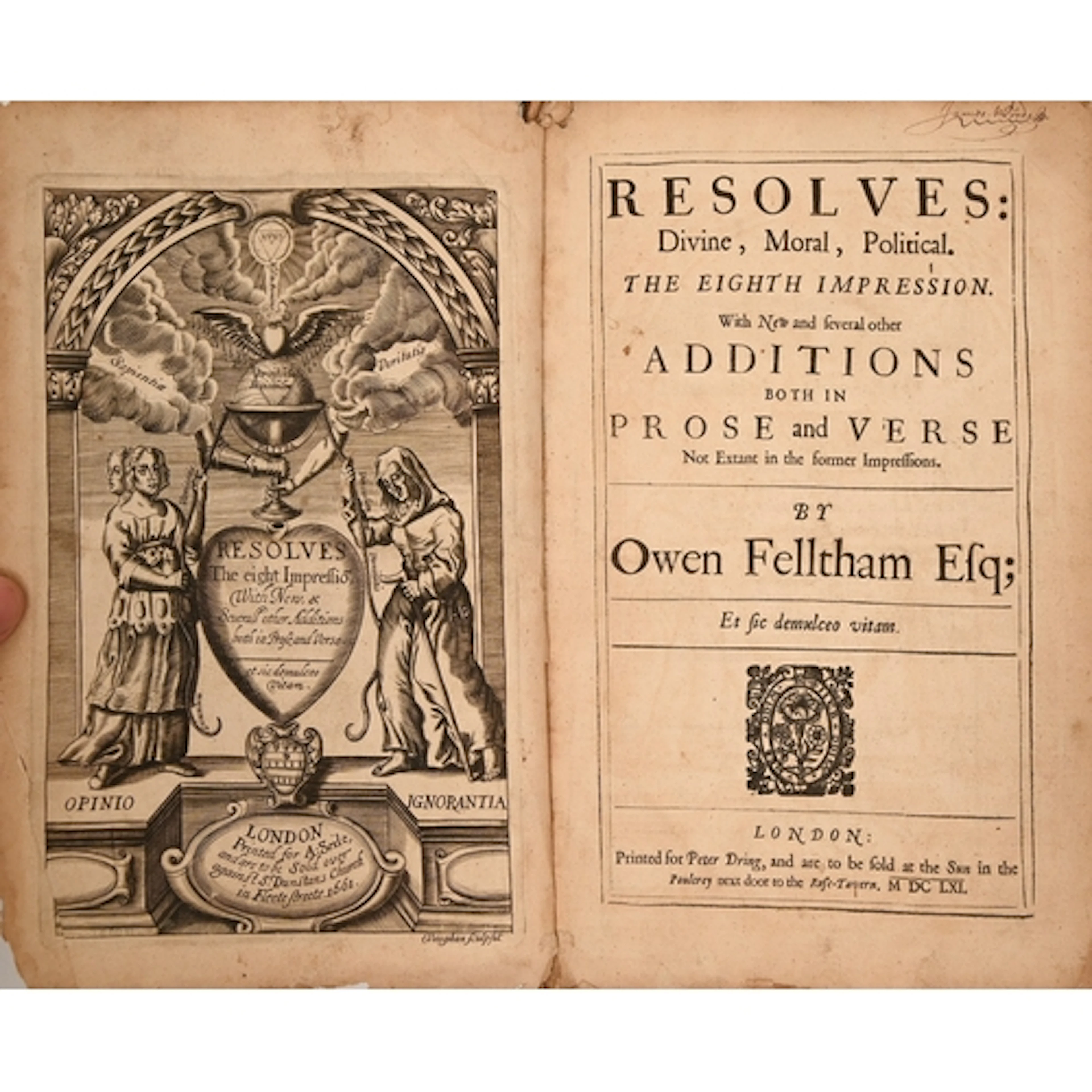 Feltham (Owen), Resolves: Divine, Moral, Political. The Eigh...