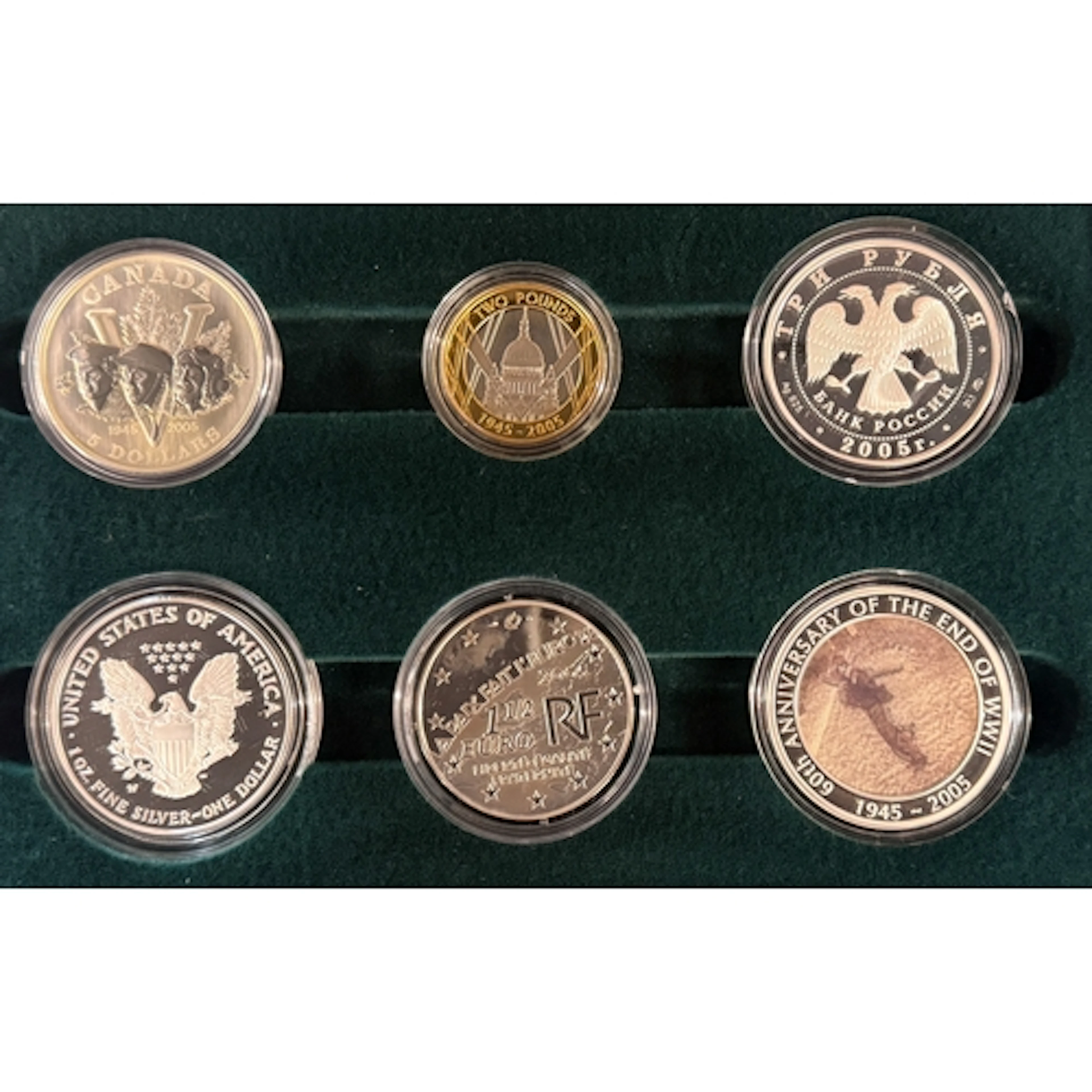 The Allied Forces End of the Second World War six-coin silve...
