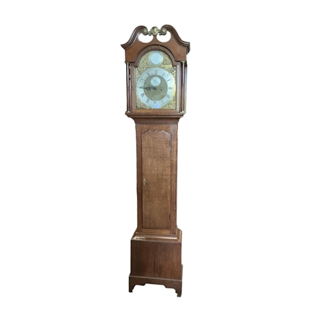 A George III oak eight day longcase clock, width 45cm, depth...
