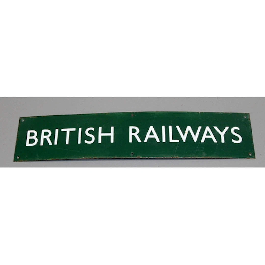 Vintage enamel sign: British Railways white on green ground ...