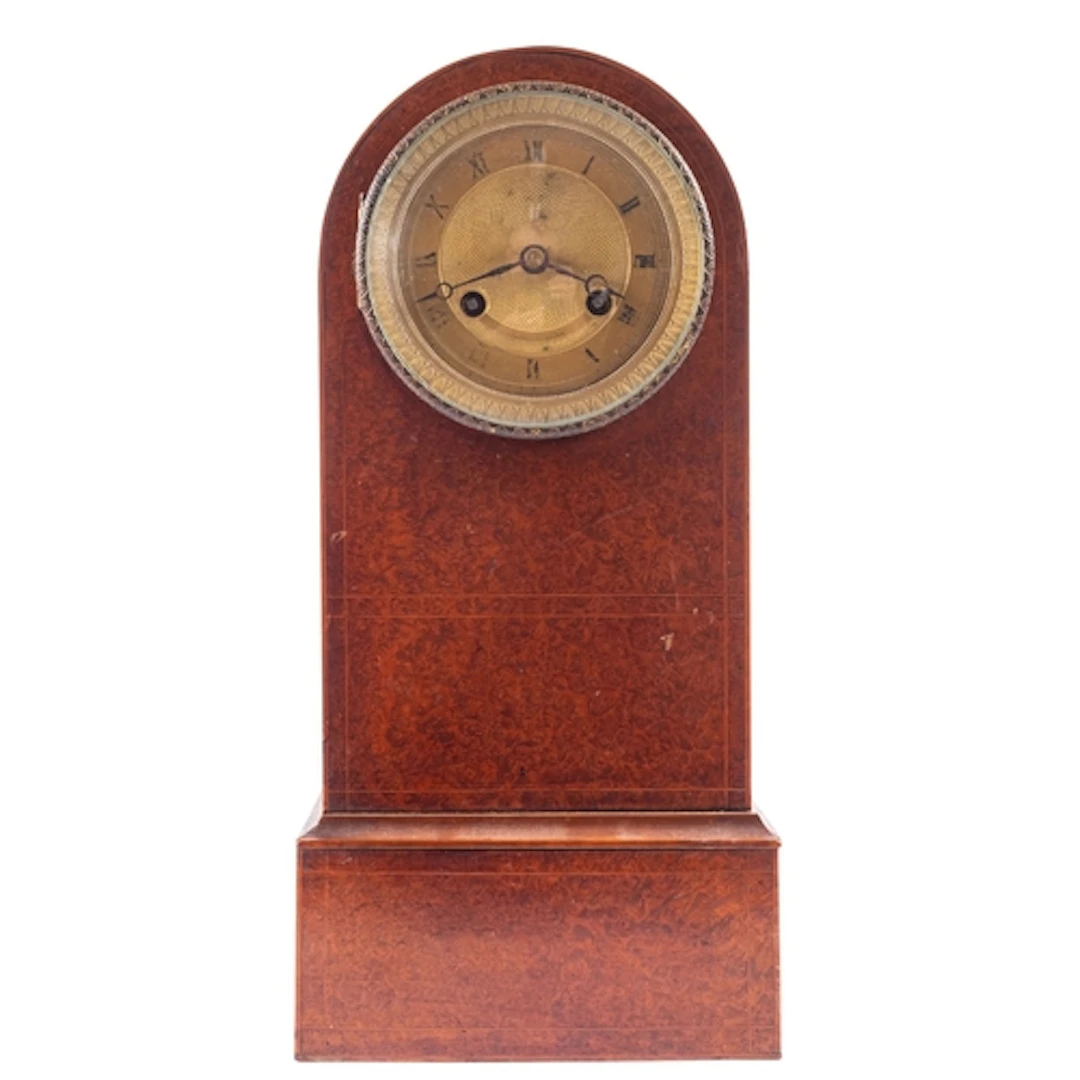 A French mid-Victorian walnut mantel clock the eight-day dur...