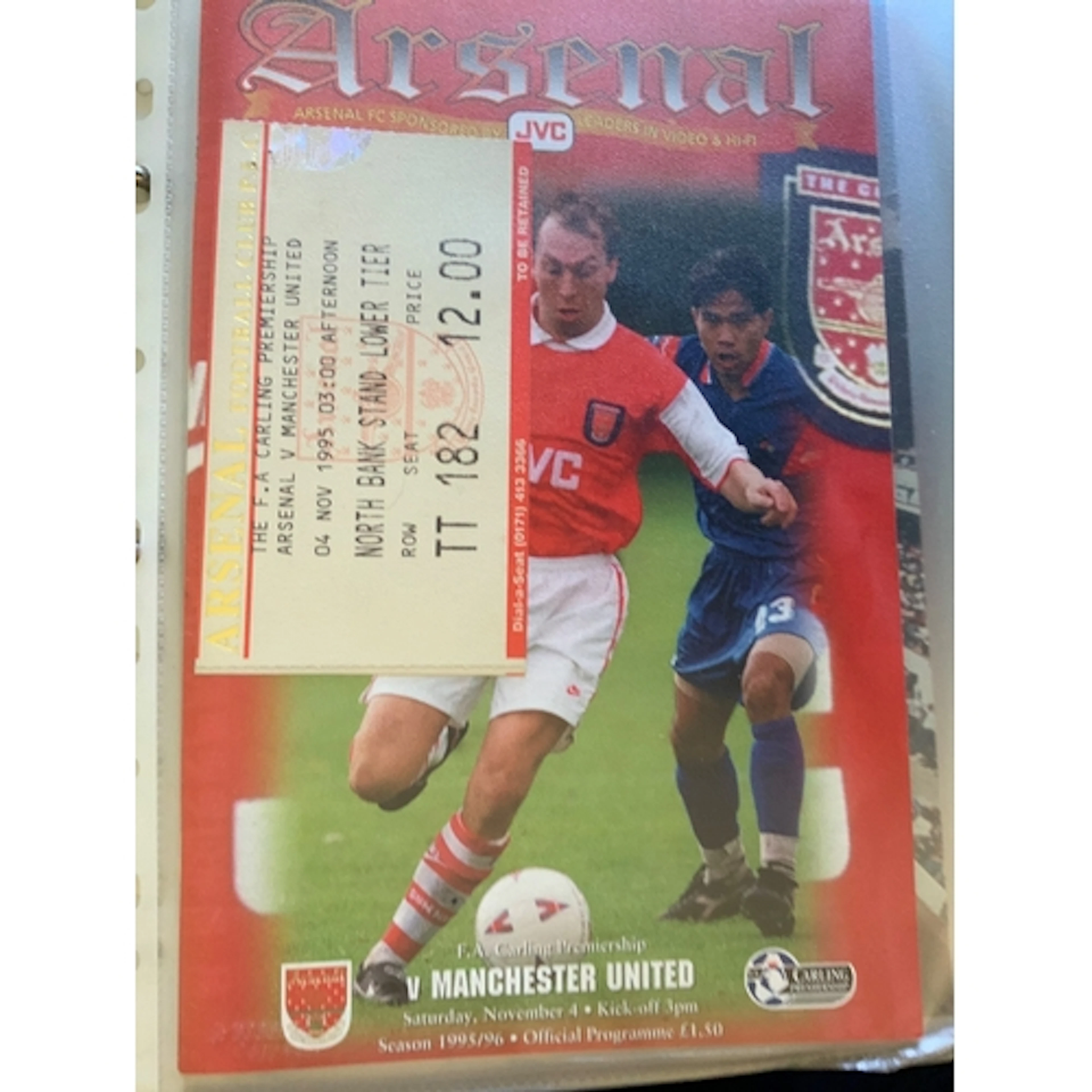 95/96 Arsenal Home Football Programmes Tickets + Reserves: 2...
