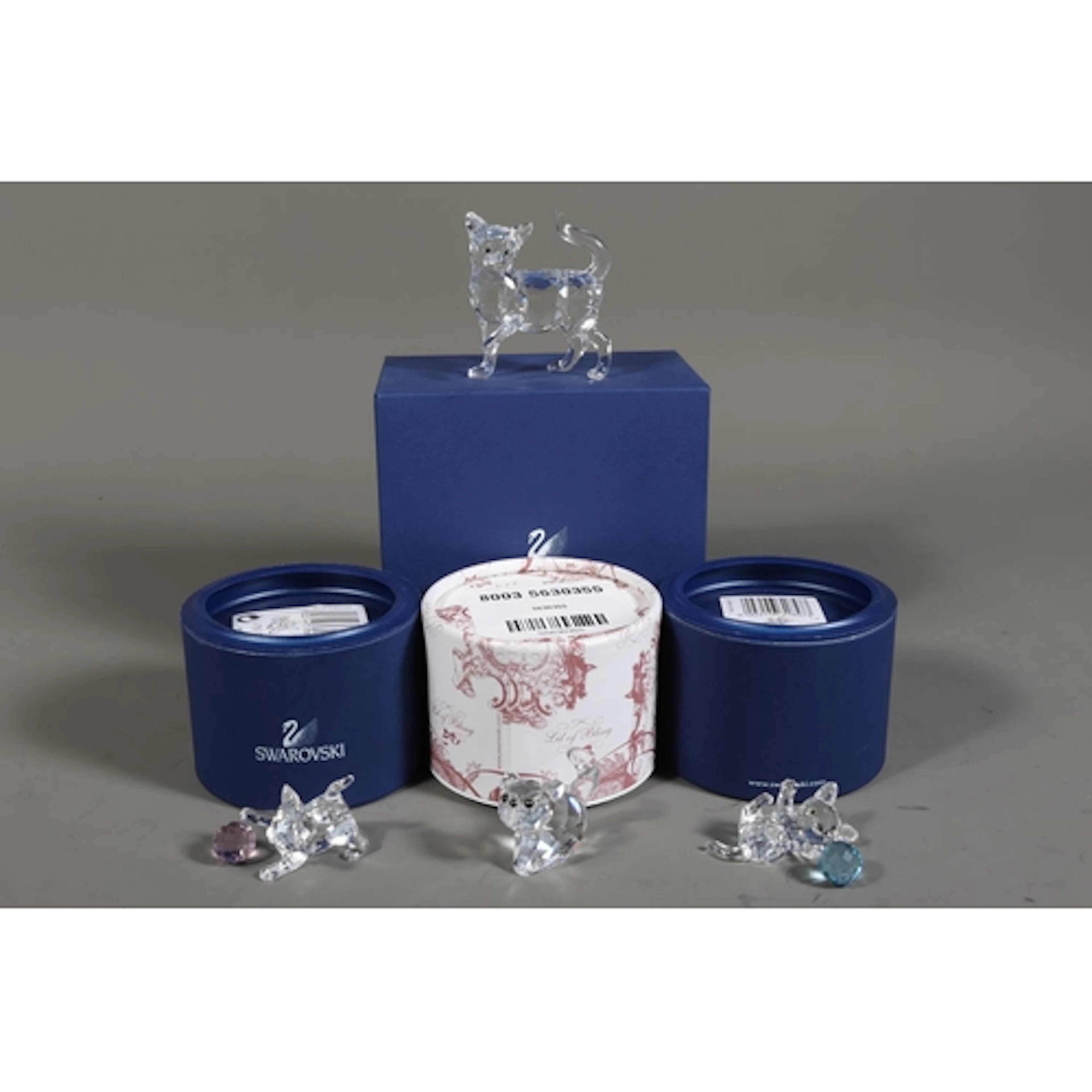 Boxed Swarovski crystal glass cat models (4)