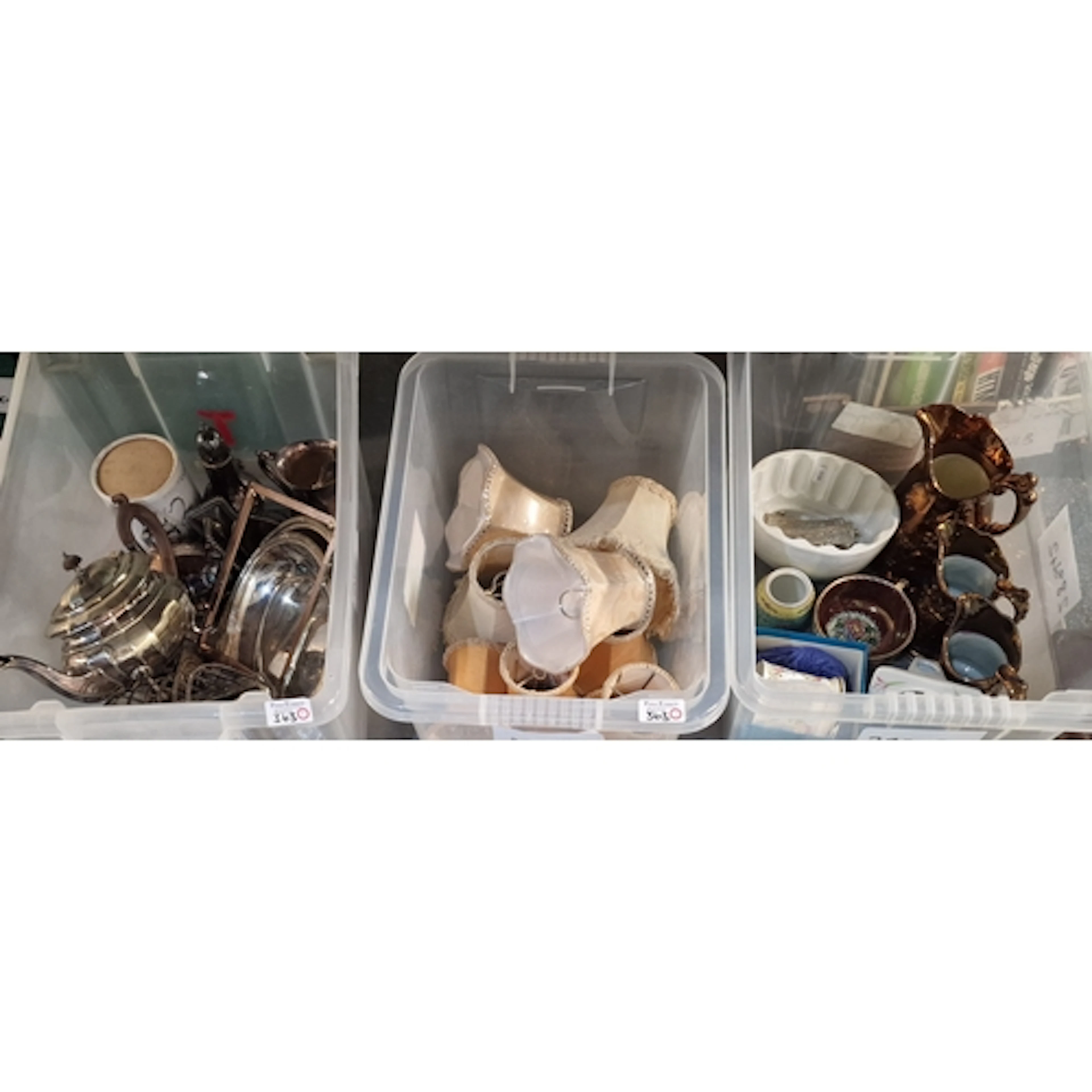 Box of assorted ceramics, together with a box of modern lamp...