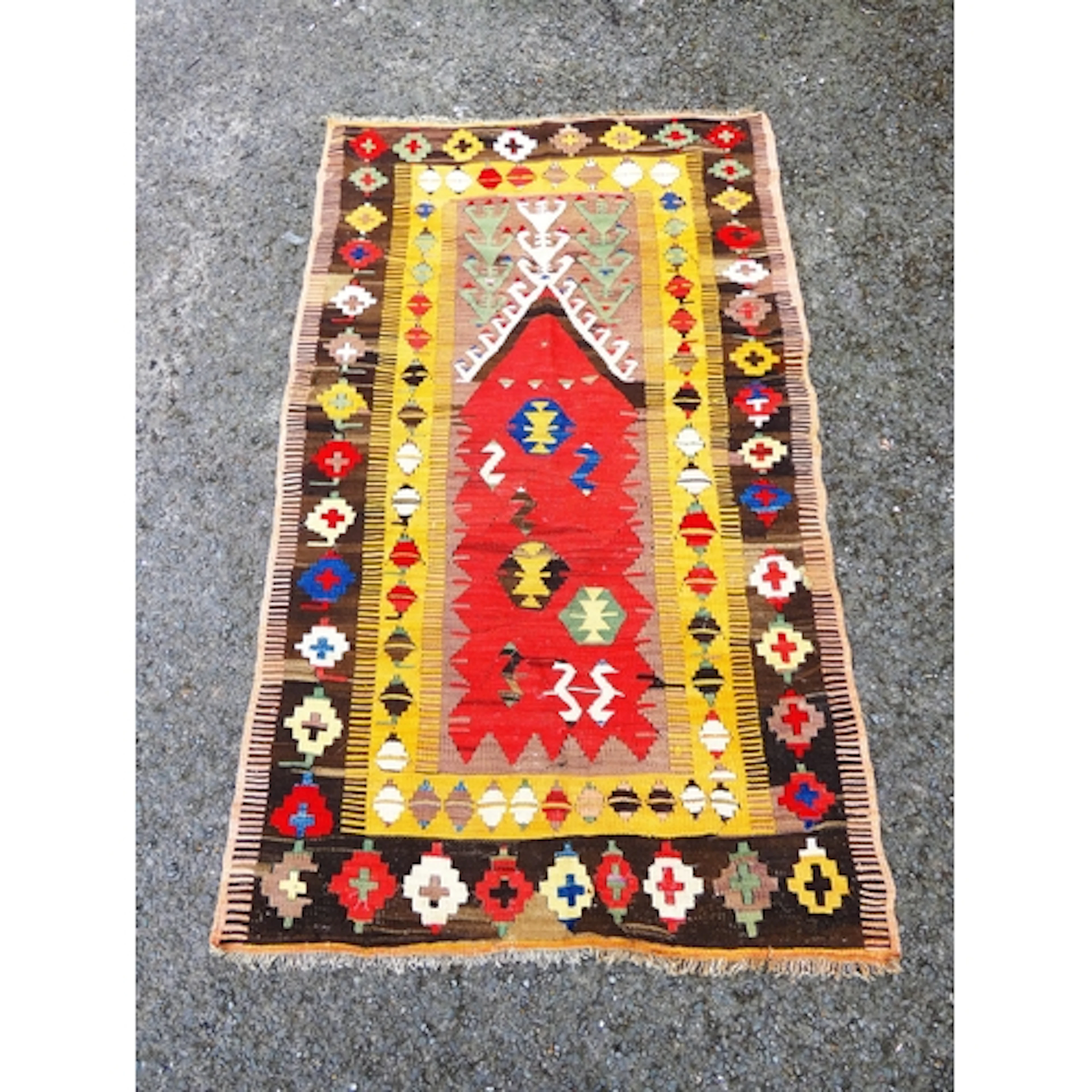 Turkish vintage Kilim hand knotted rug with Tree of Life and...