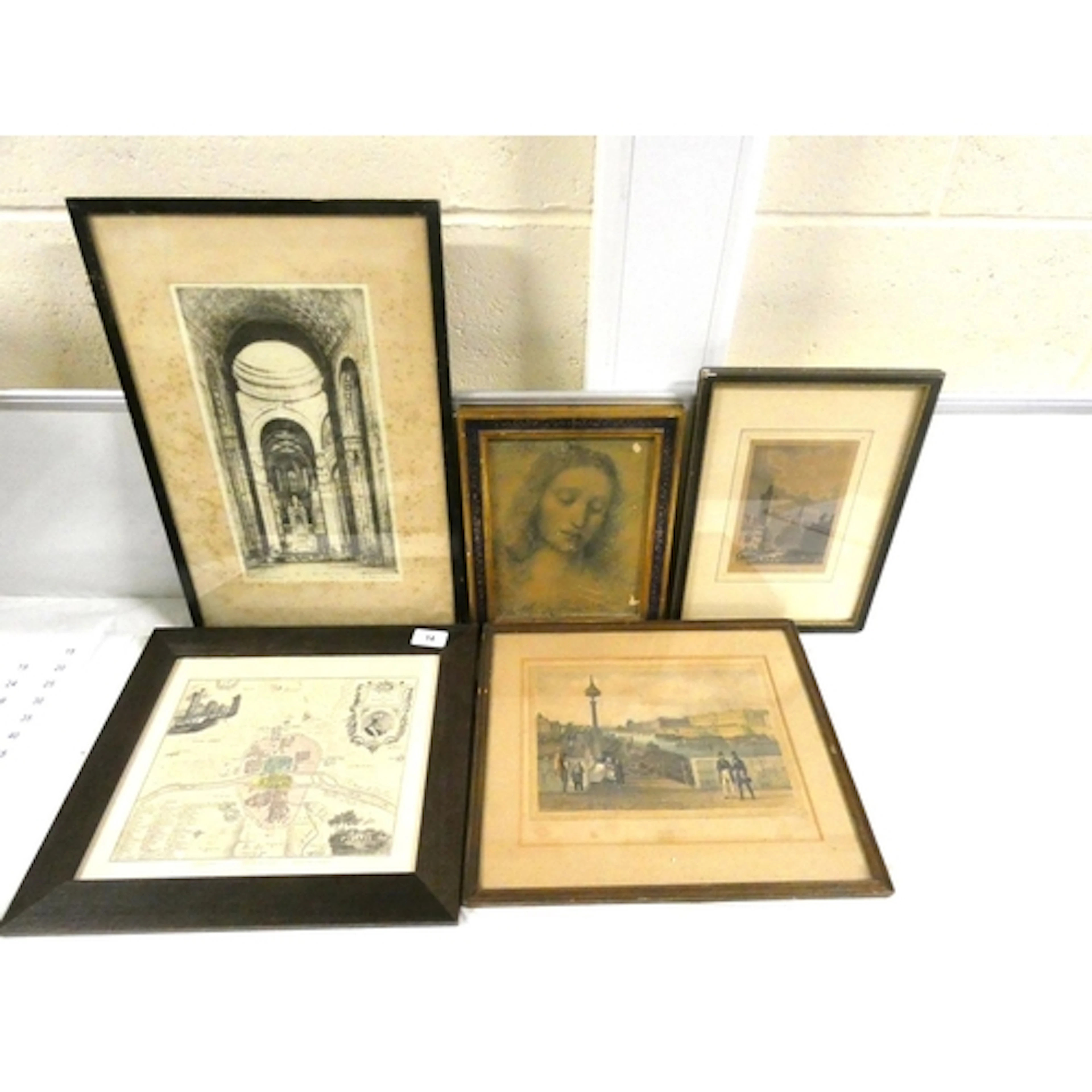 Collection of antique prints to include The Louvre, engraved...