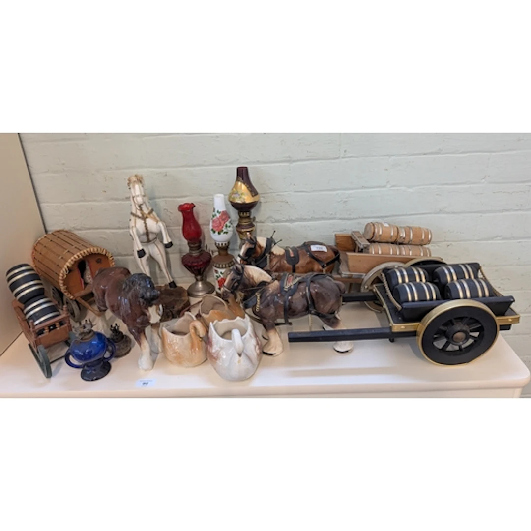 Collectables to include three various horse and cart ornamen...