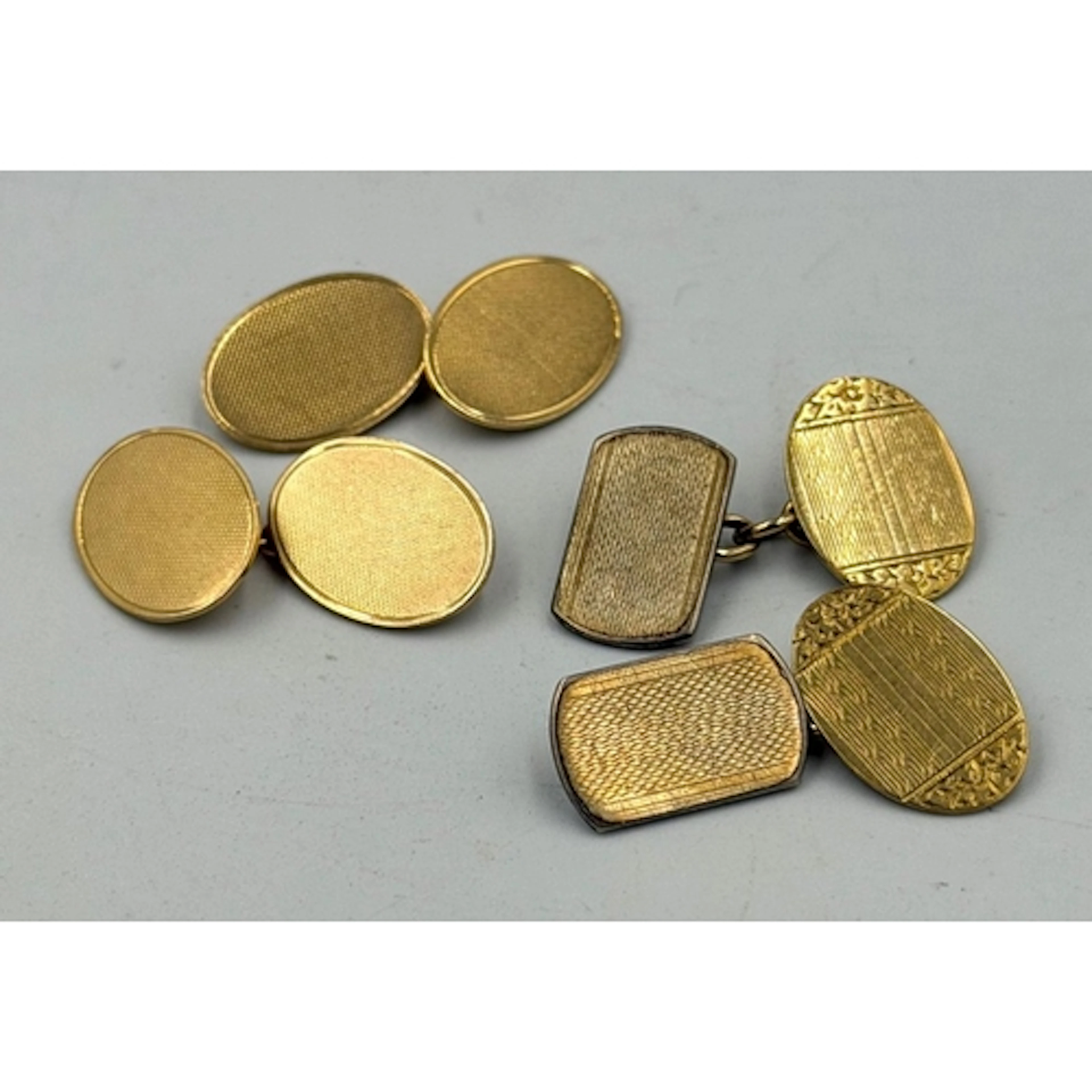 Two pairs of Gents 9ct gold cuff links. approx weight 14.3g...