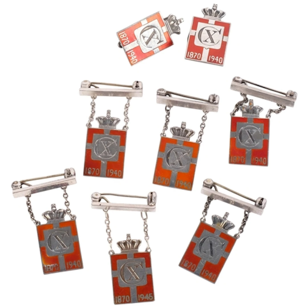 GEORG JENSEN - a set of sterling silver and enamel Kingmark ...