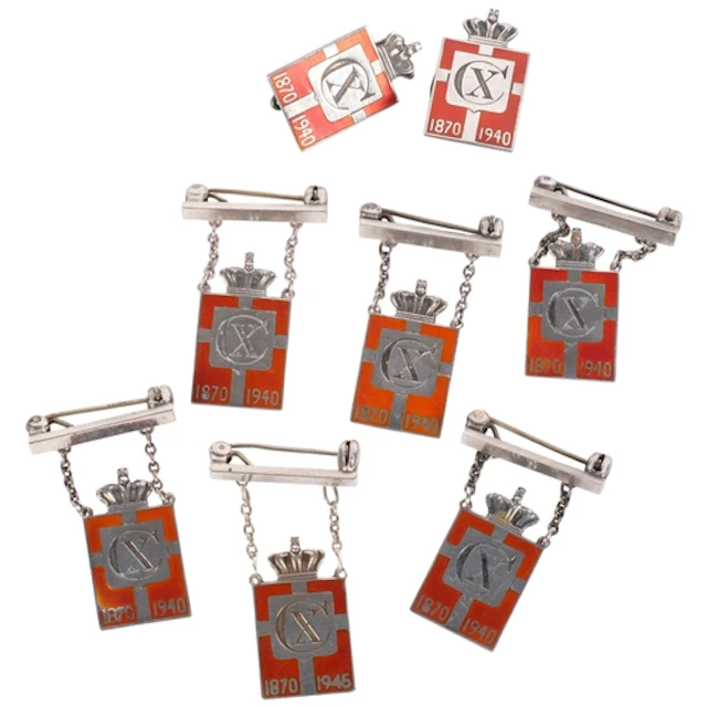GEORG JENSEN - a set of sterling silver and enamel Kingmark ...