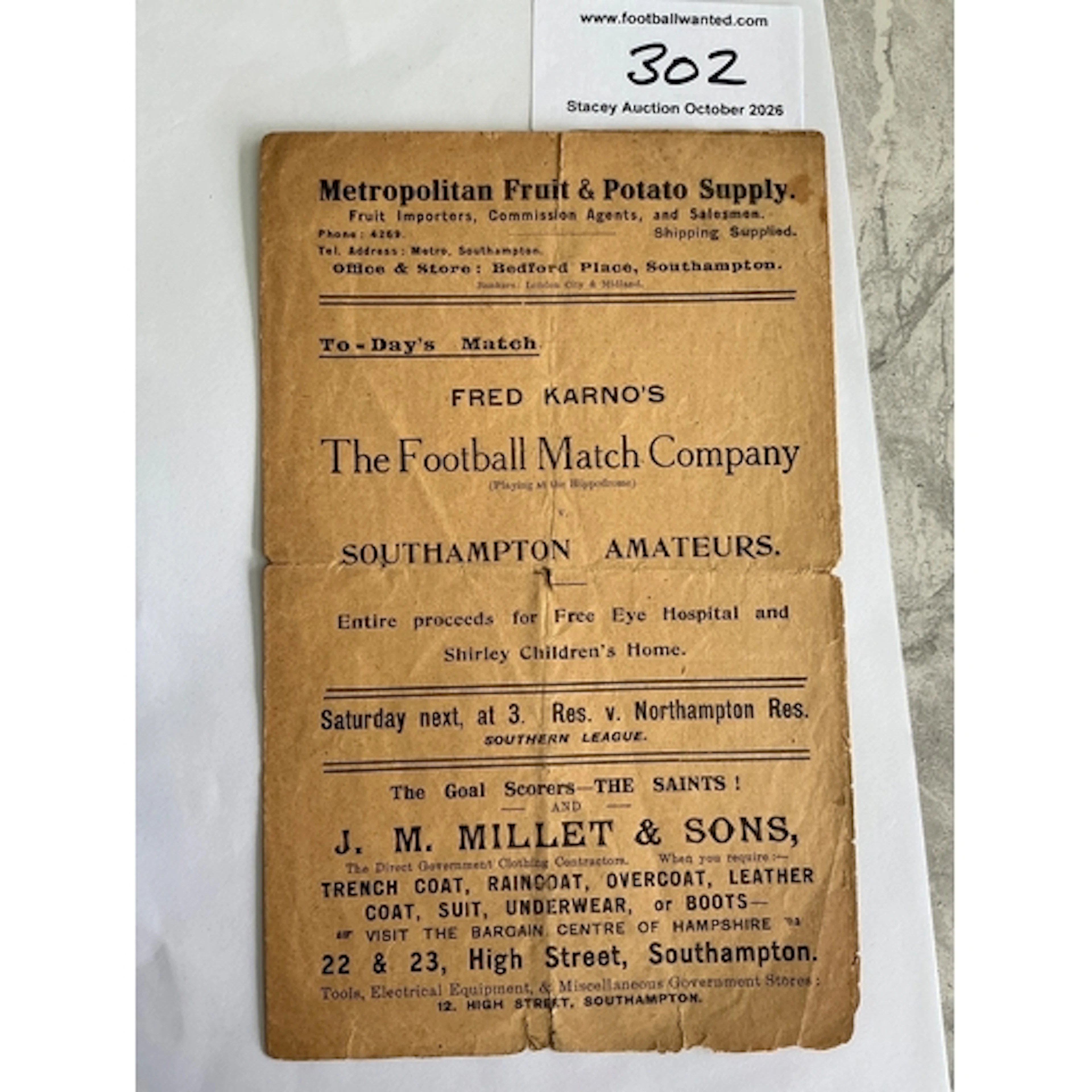 1923 - 1924 Fred Karnos X1 v Southampton Amateurs Football P...