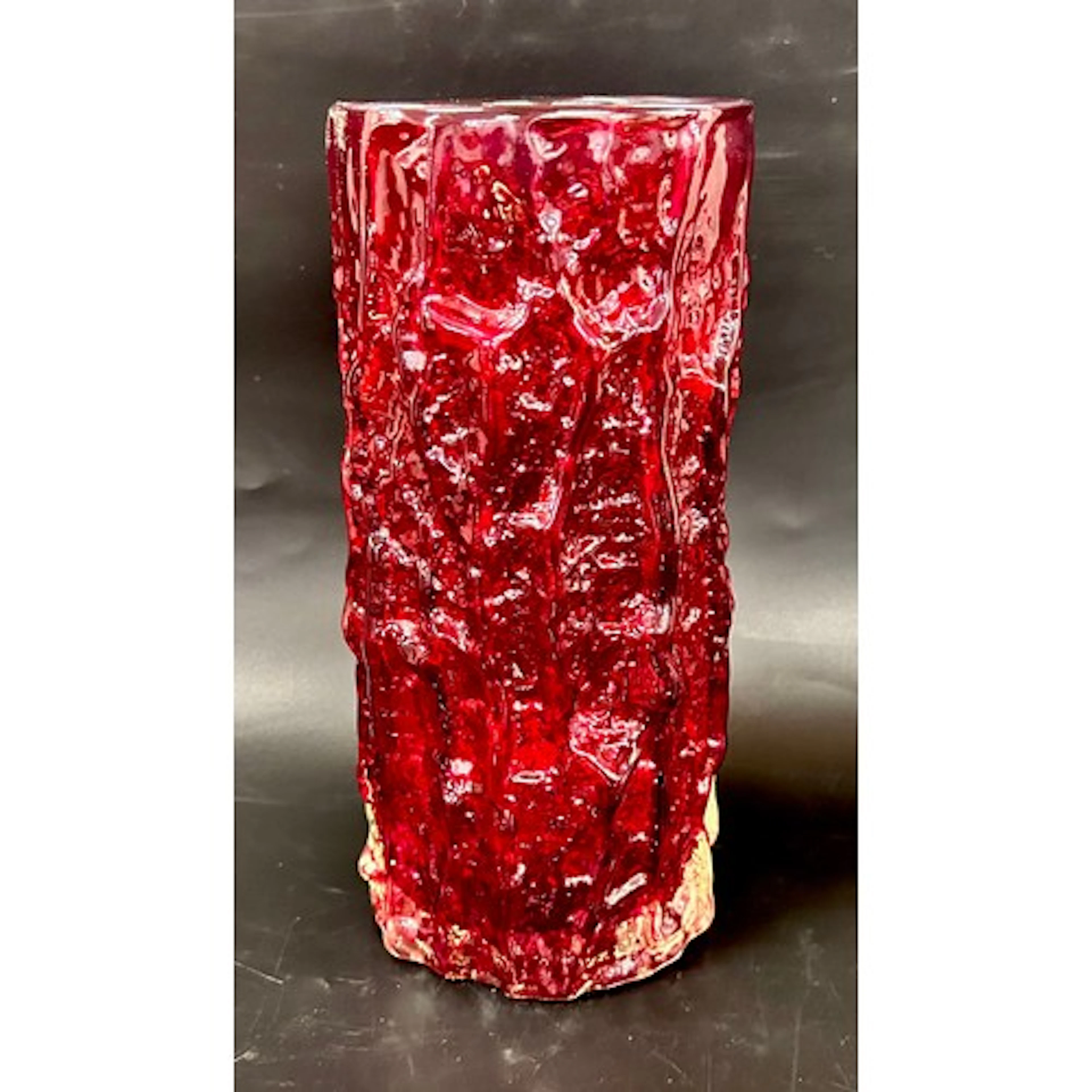 Geoffrey Baxter for Whitefriars; a textured glass Ruby Red B...