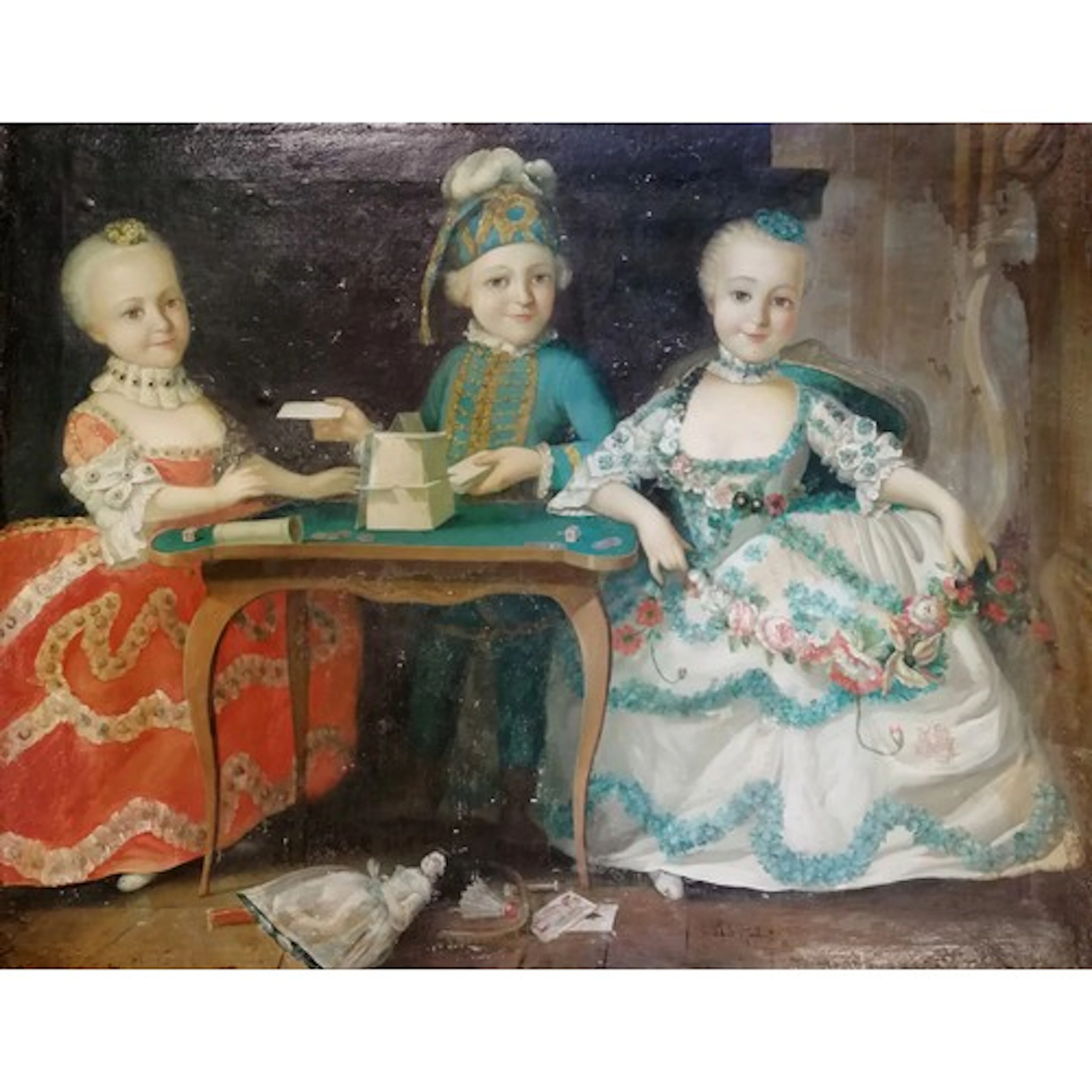 Large antique Victorian oil on canvas painting after Françoi...