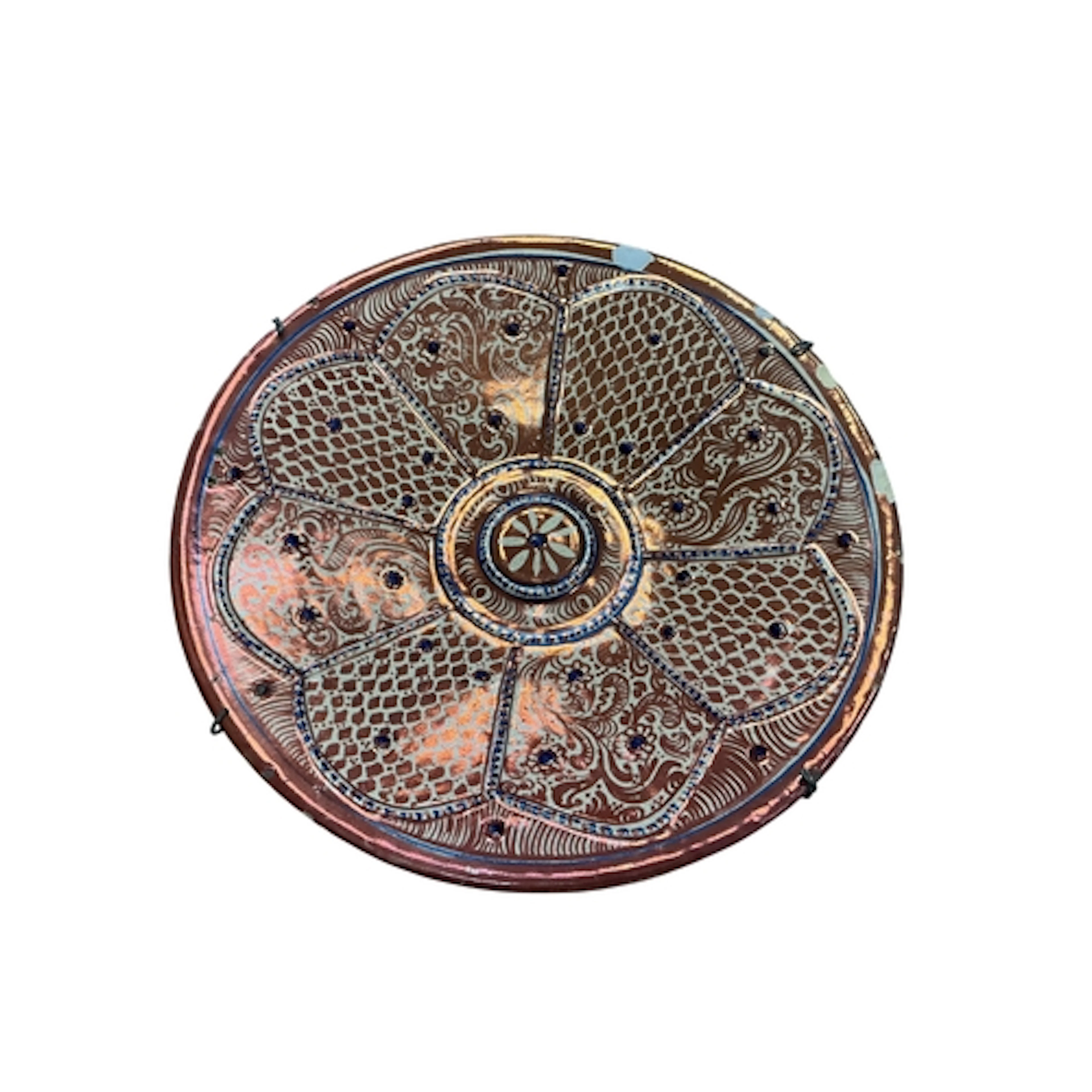 A Hispano-Moresque lustre dish, 19th century, diameter 40cm....