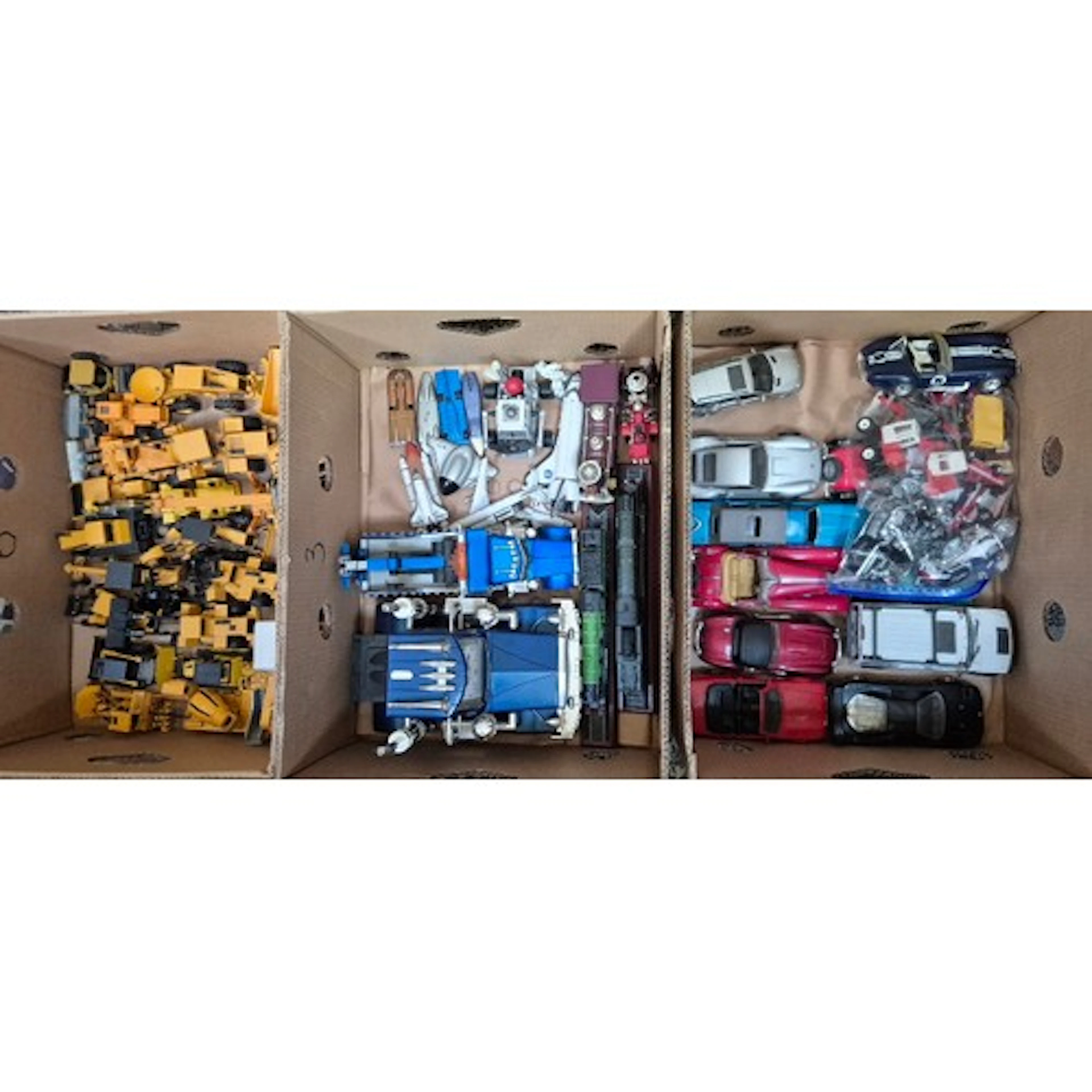 Three boxes of assorted model vehicles to include Joal, Tonk...