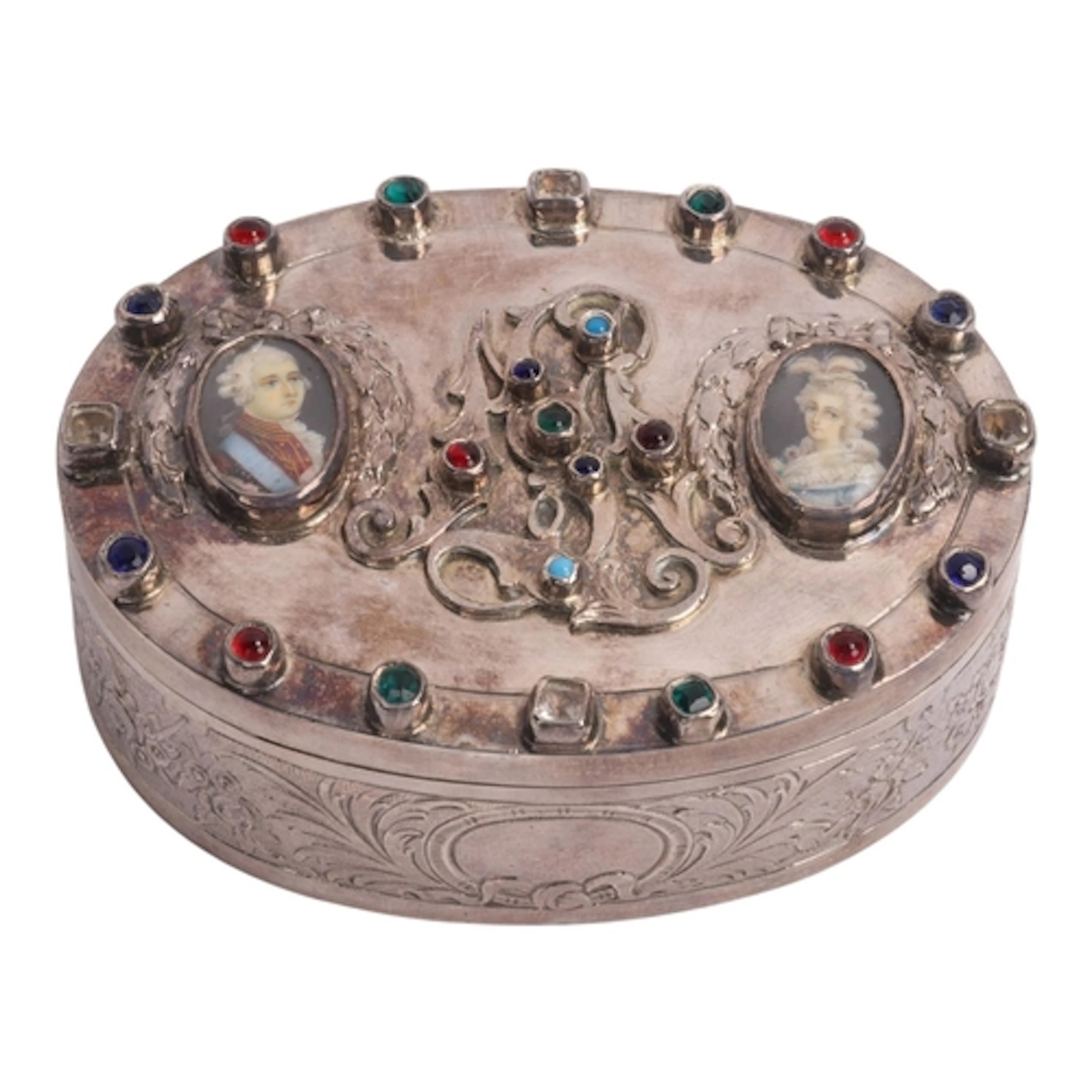 An Antique Continental silver commemorative box, imported by...