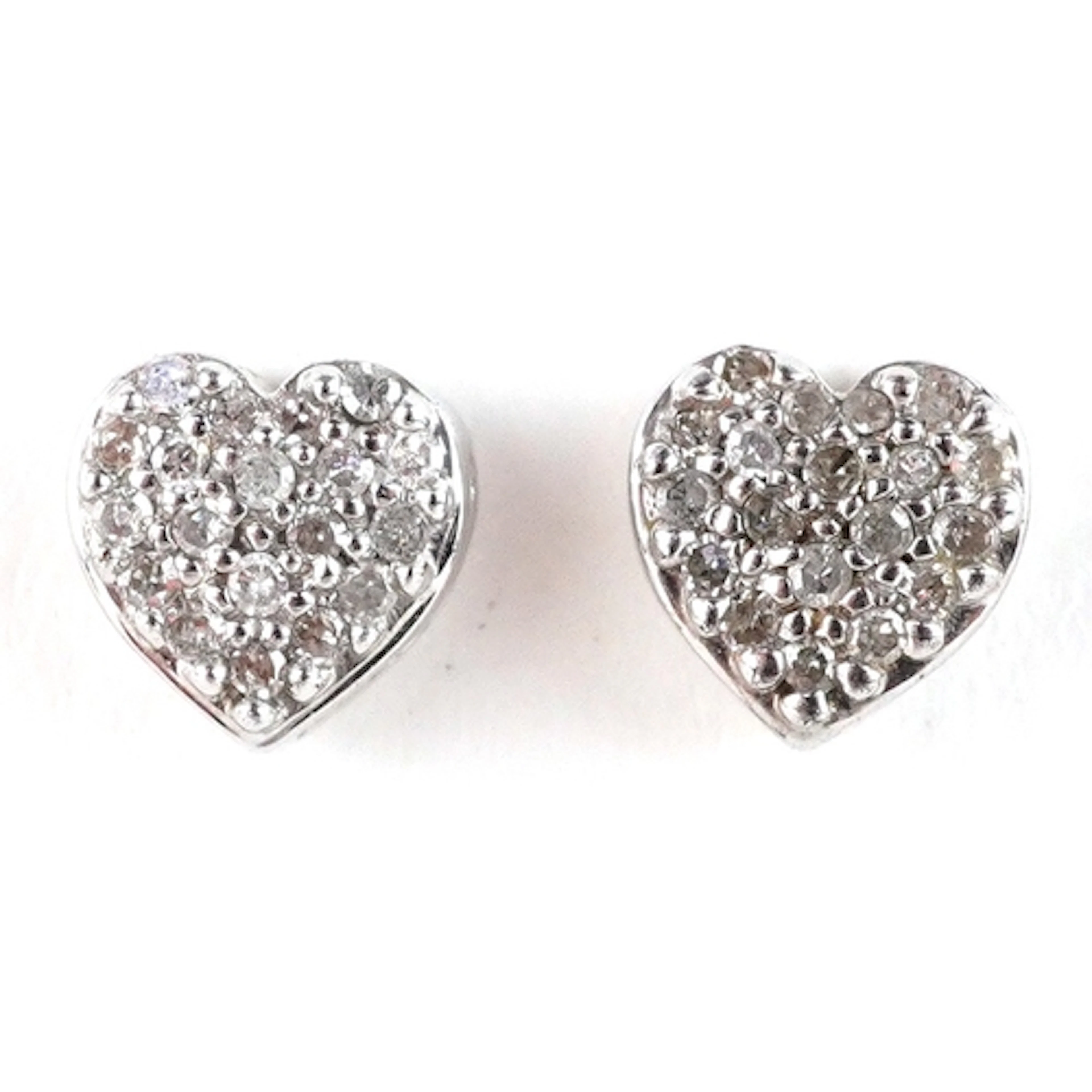 Pair of 9ct gold diamond love heart stud earrings, 5.5mm hig...