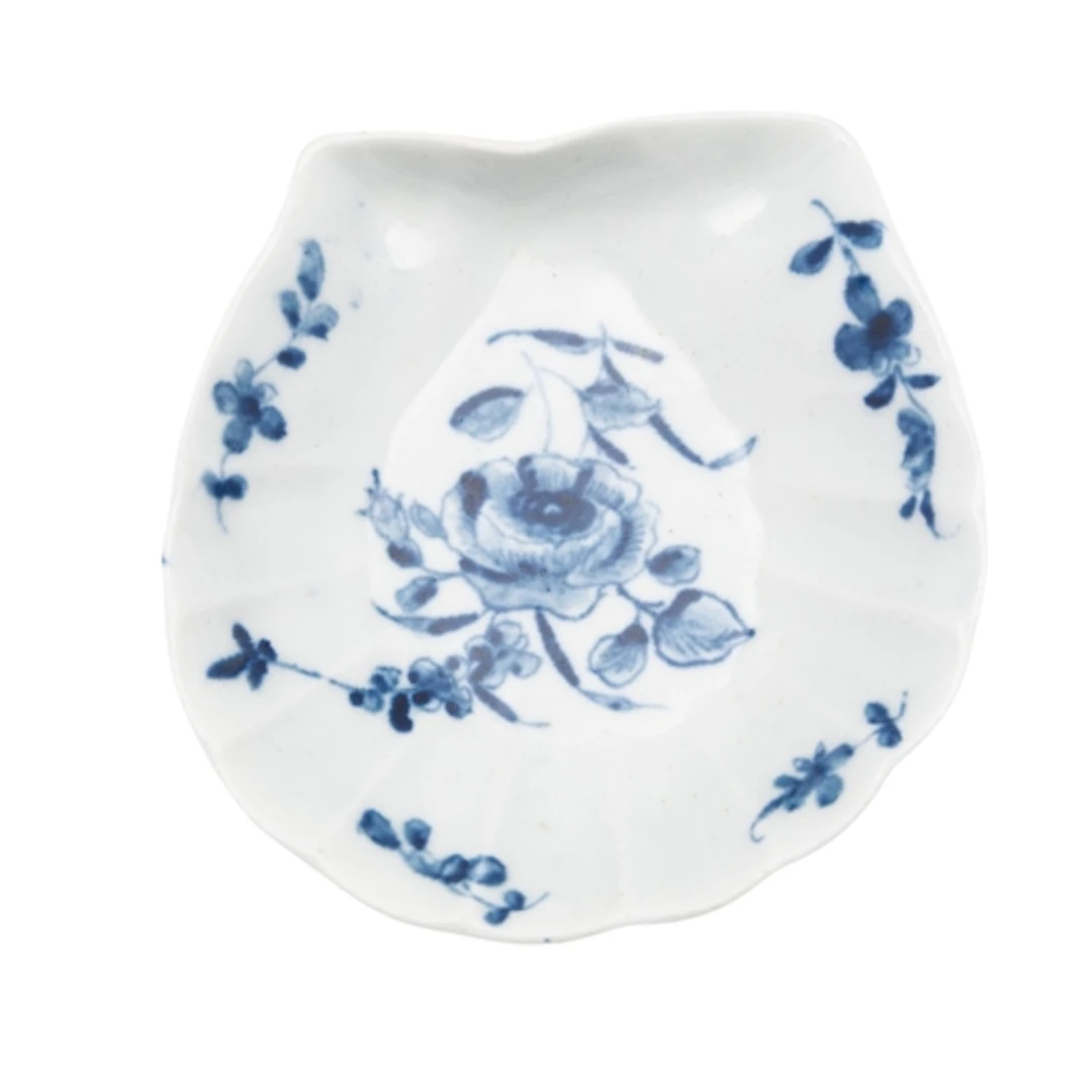 An early First Period Worcester blue and white scallop shell...
