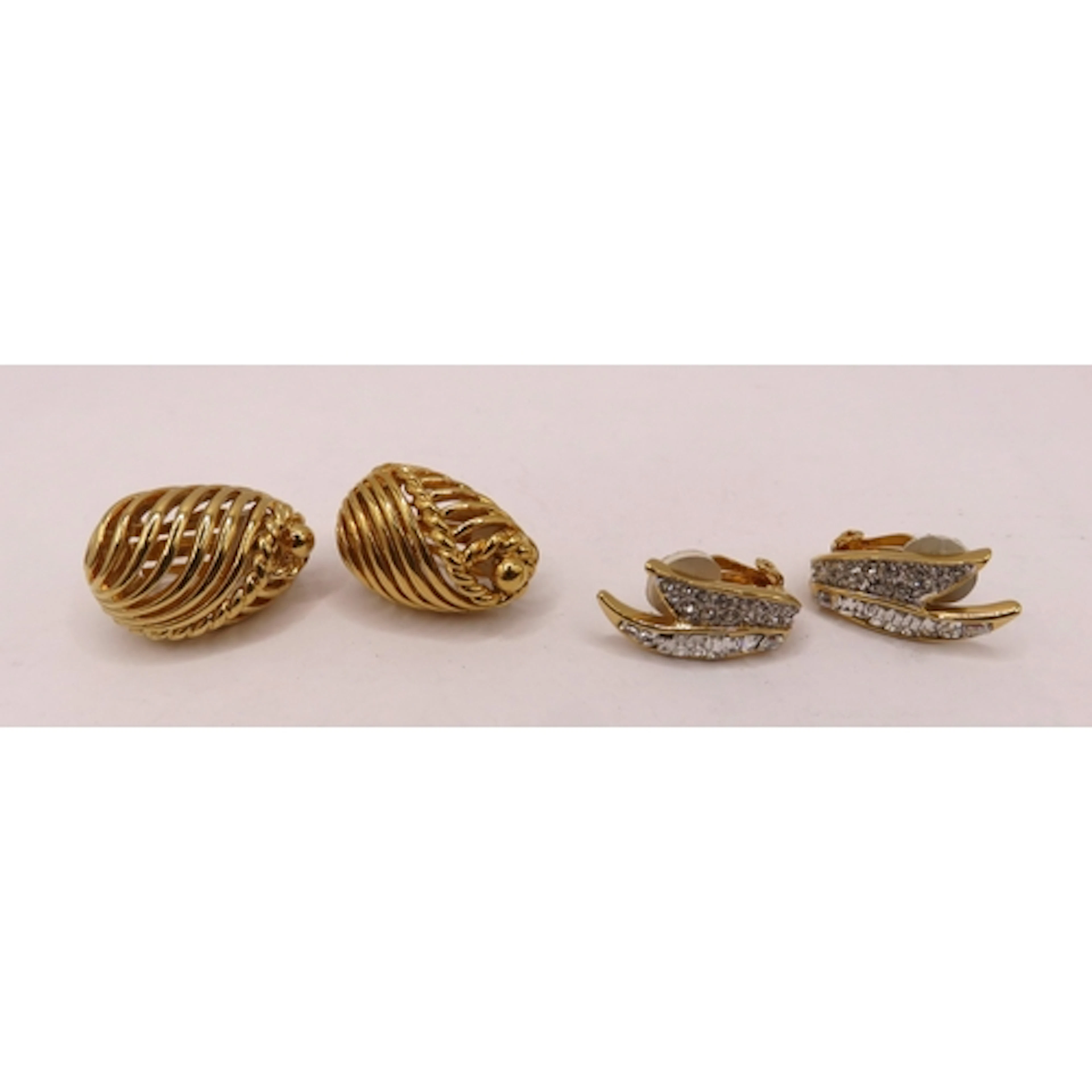 Two pairs of Nina Ricci gilt metal ear clips