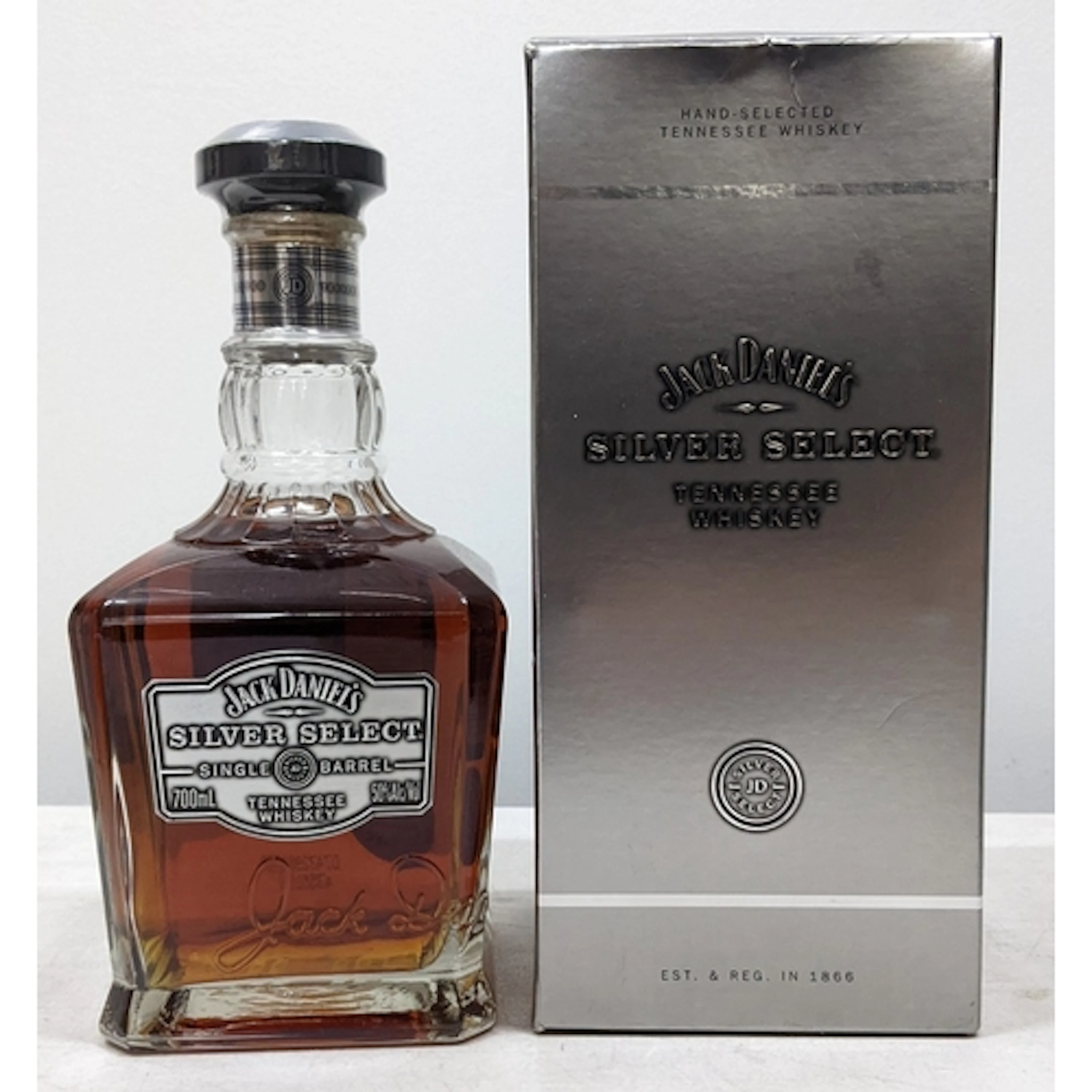 One boxed bottle of Jack Daniel’s Silver Select Single Barre...