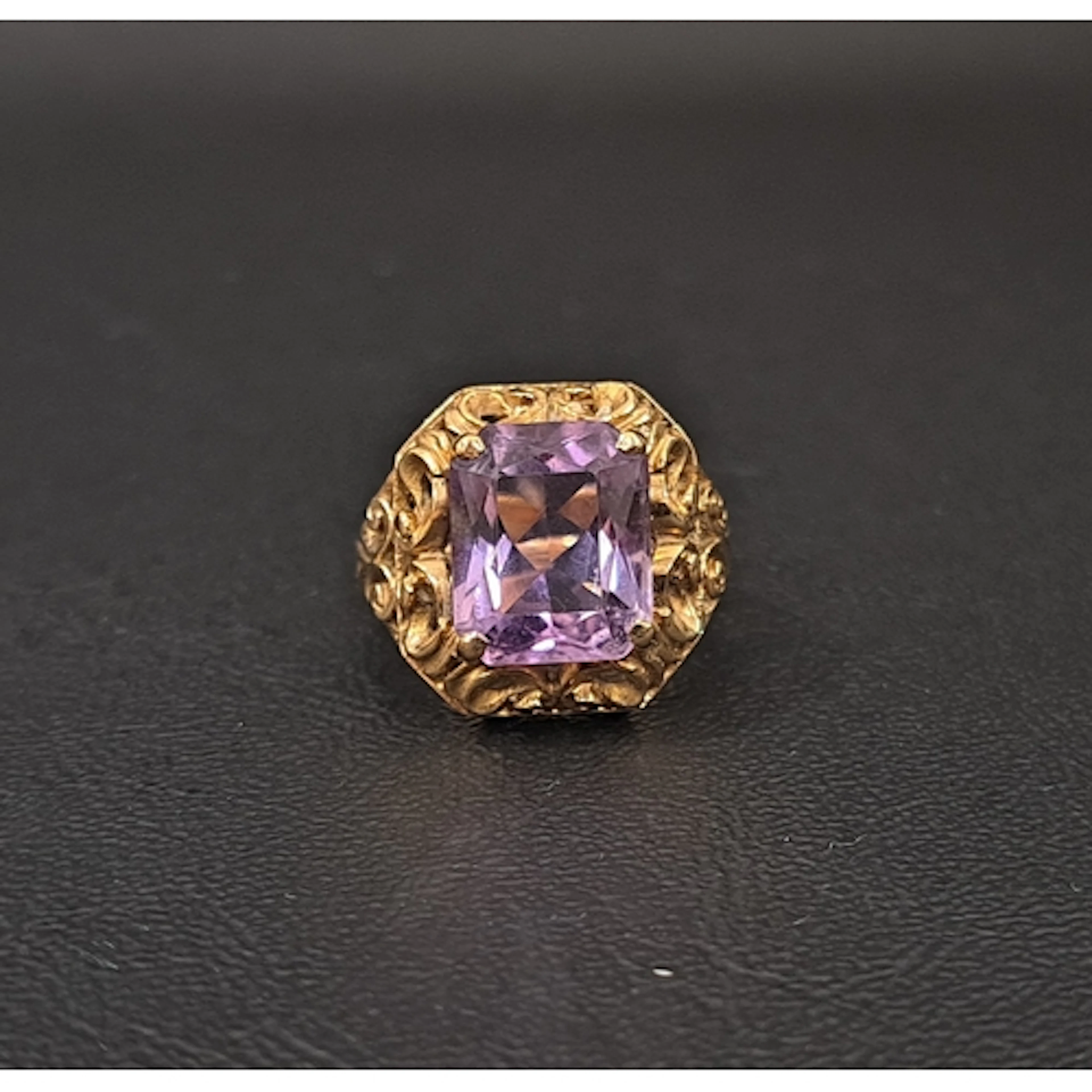 IMPRESSIVE AMETHYST SINGLE STONE DRESS RING the radiant cut ...