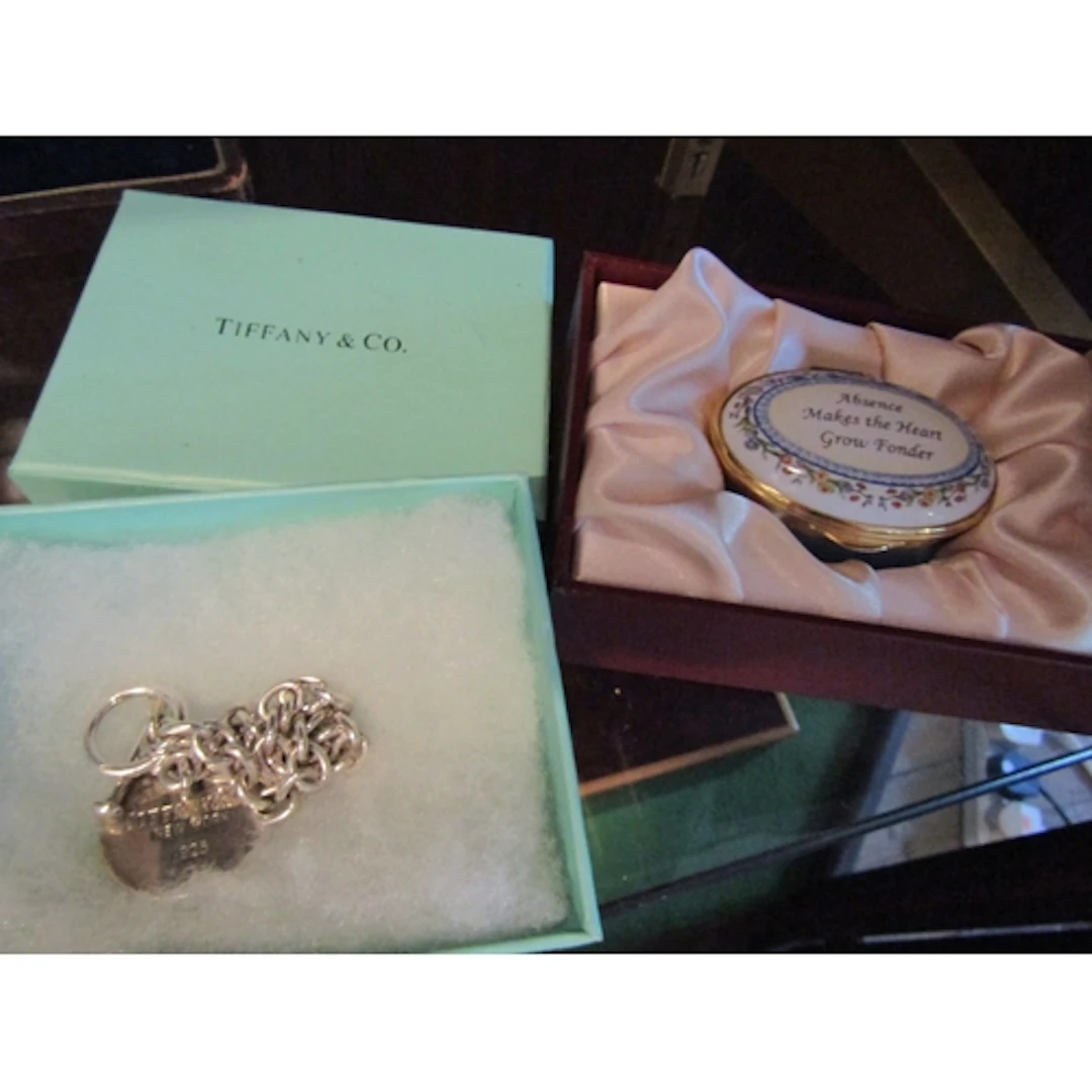 Tiffany Ladies Bracelet and Pill Box Porcelain Ormolu Bound ...