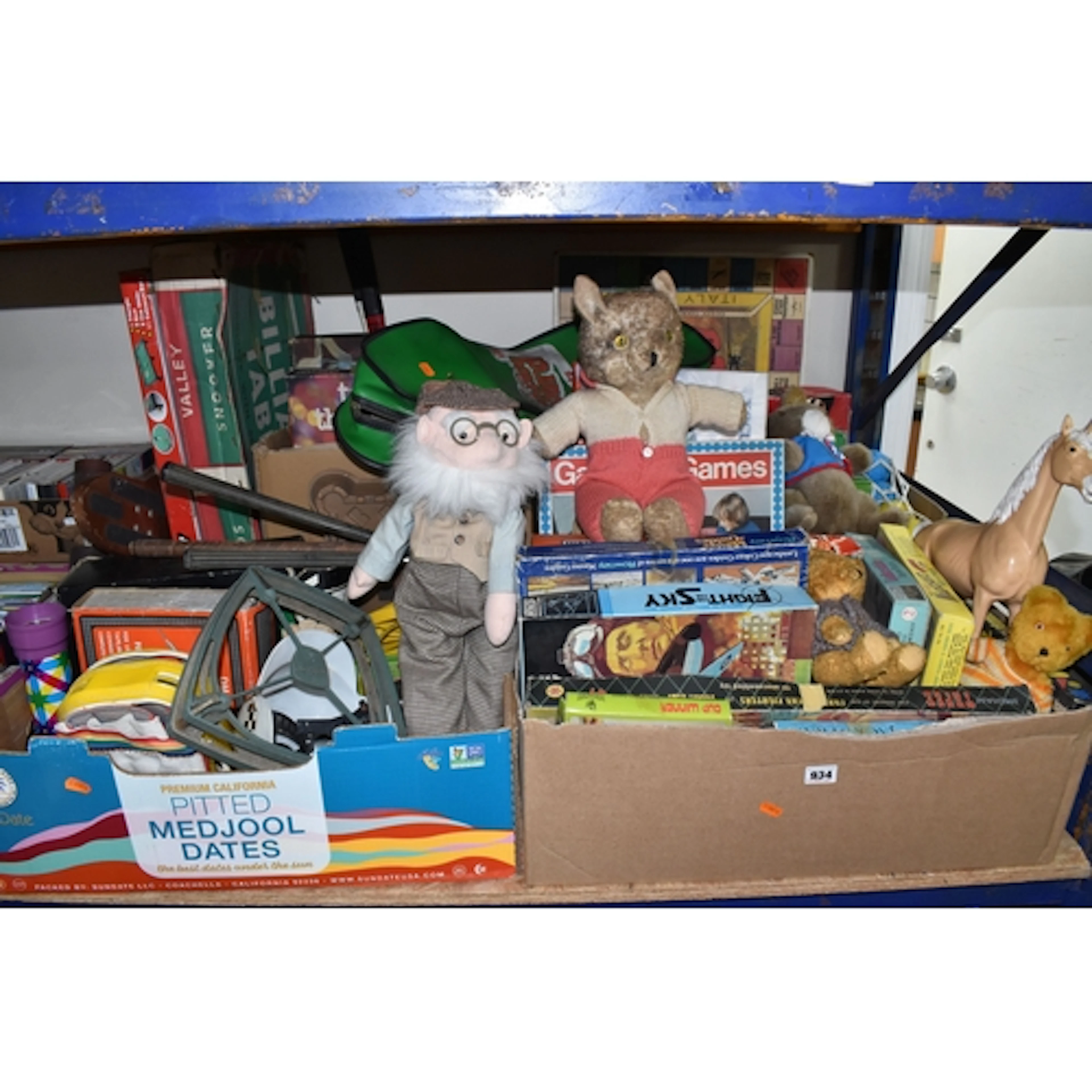 FOUR BOXES AND LOOSE TOYS AND GAMES, to include two wooden s...