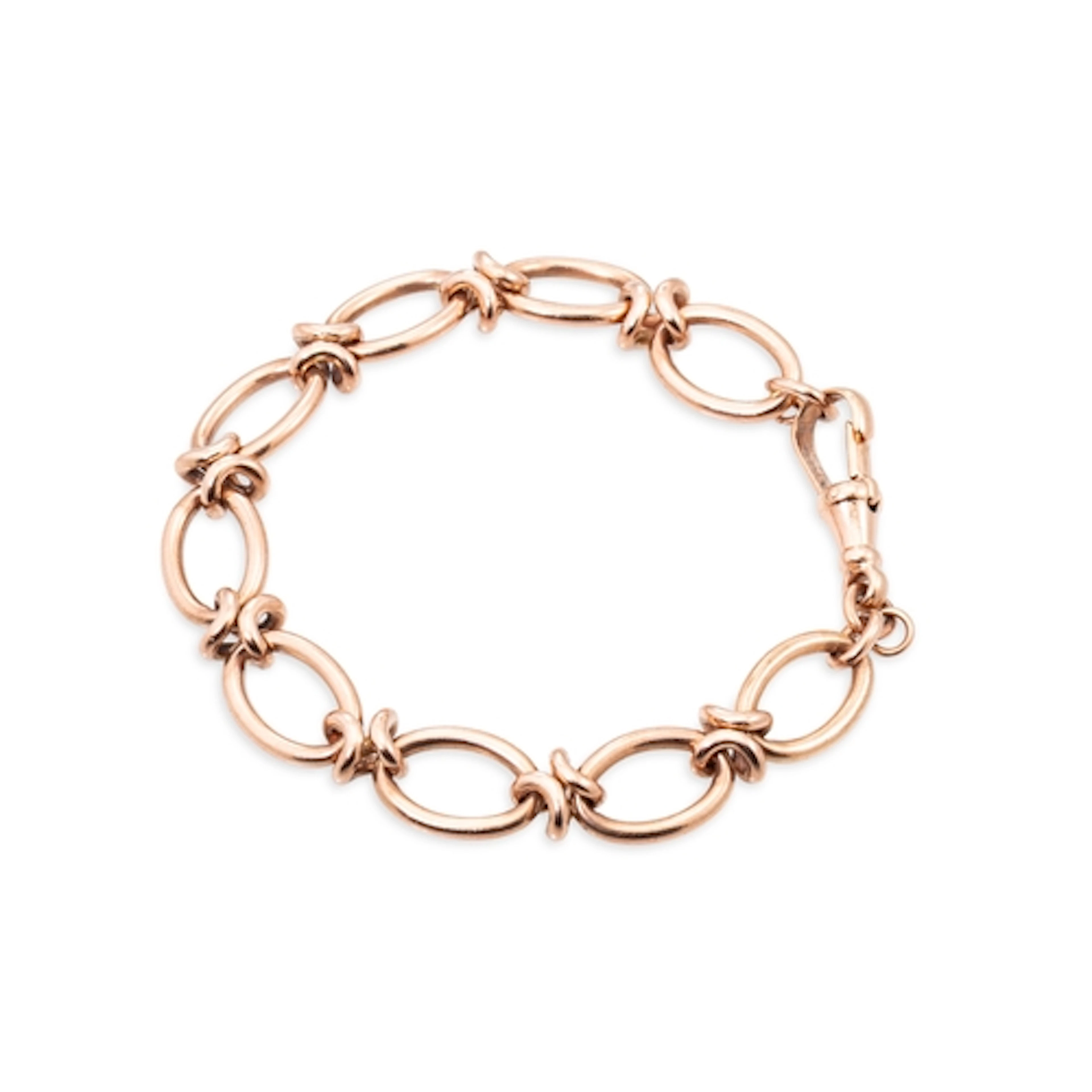 A 9CT GOLD FANCY LINK BRACELET, with a large lobster clasp, ...